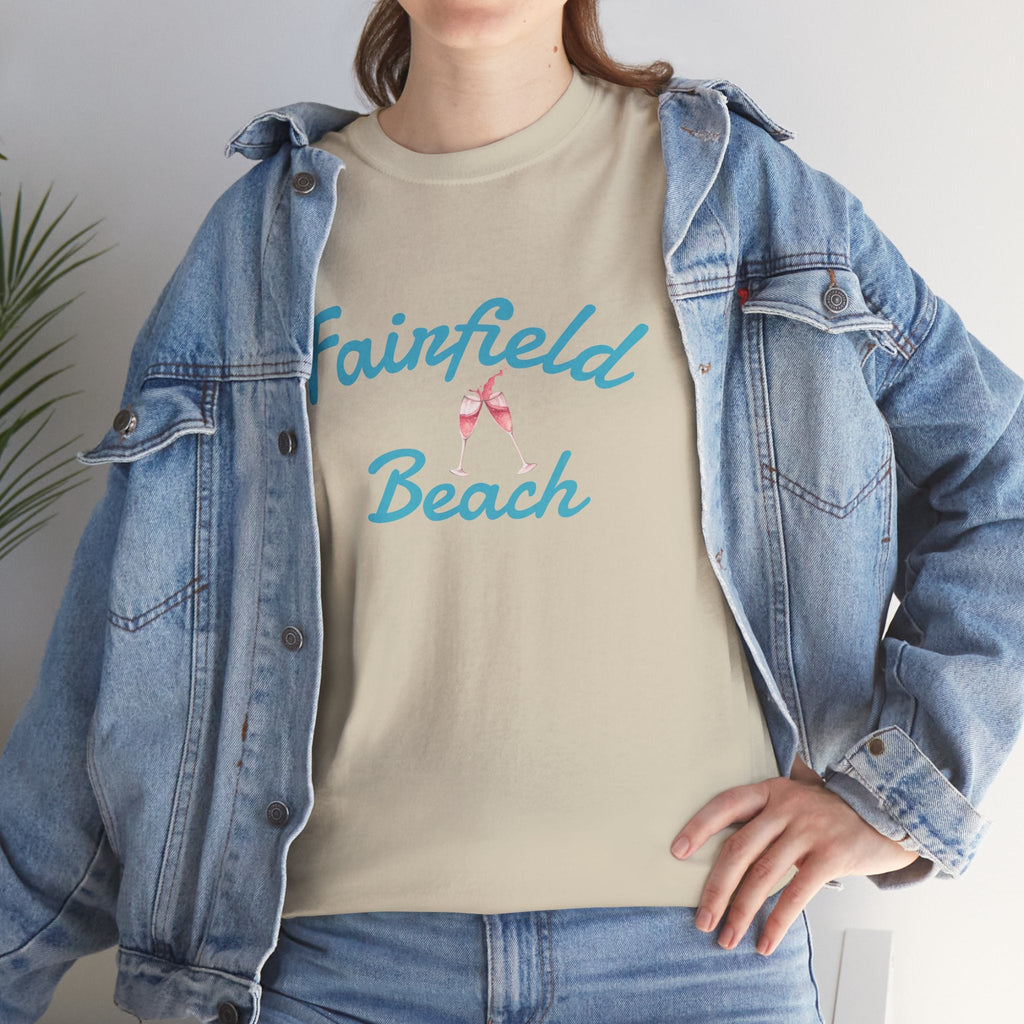 Fairfield Beach Unisex Heavy Cotton Tee, Comfortable Casual T-Shirt, Summer Vibe Shirt, Gifts for Beach Lovers, Relaxed Fit Tee - Etna Gift