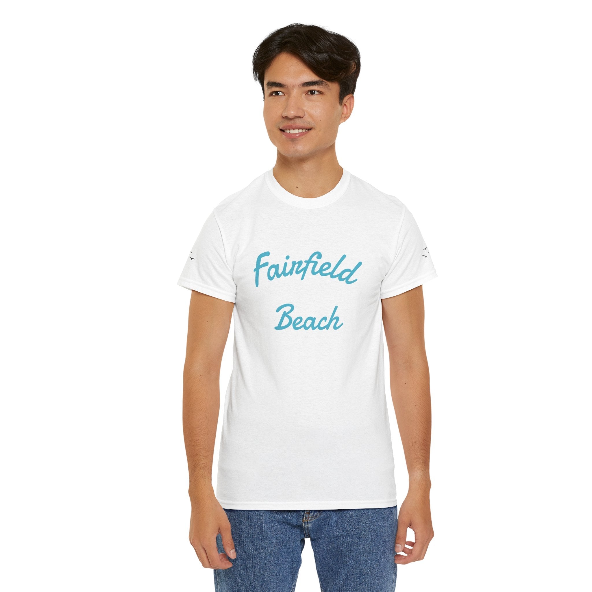 Fairfield Beach Unisex Heavy Cotton Tee, Comfortable Casual T-Shirt, Summer Vibe Shirt, Gifts for Beach Lovers, Relaxed Fit Tee - Etna Gift