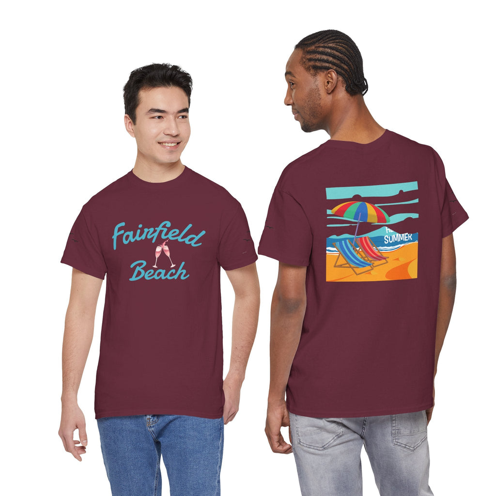 Fairfield Beach Unisex Heavy Cotton Tee, Comfortable Casual T-Shirt, Summer Vibe Shirt, Gifts for Beach Lovers, Relaxed Fit Tee - Etna Gift