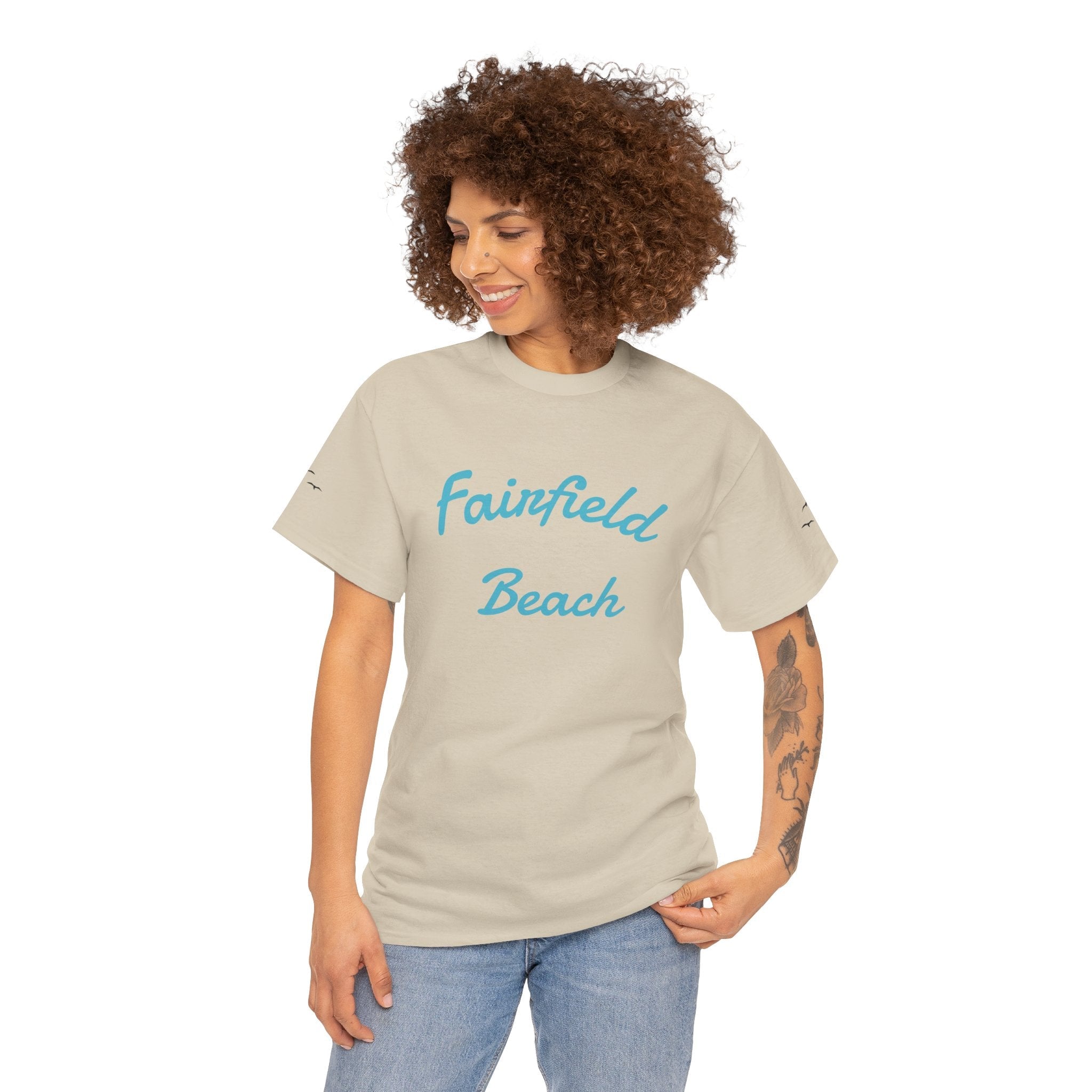 Fairfield Beach Unisex Heavy Cotton Tee, Comfortable Casual T-Shirt, Summer Vibe Shirt, Gifts for Beach Lovers, Relaxed Fit Tee - Etna Gift