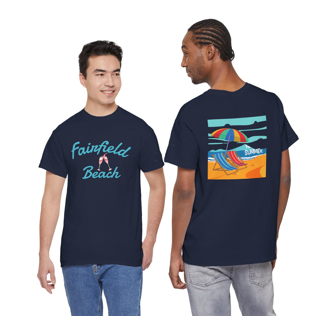 Fairfield Beach Unisex Heavy Cotton Tee, Comfortable Casual T-Shirt, Summer Vibe Shirt, Gifts for Beach Lovers, Relaxed Fit Tee - Etna Gift