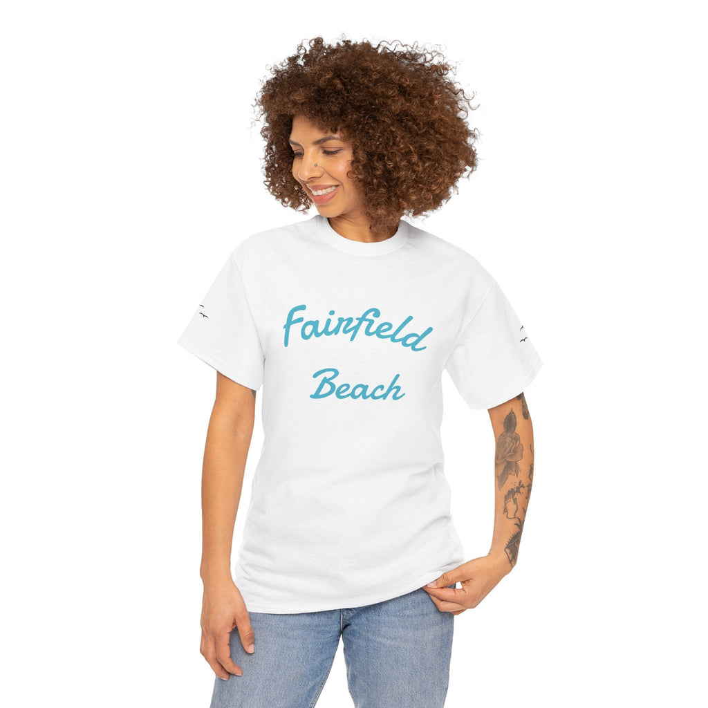 Fairfield Beach Unisex Heavy Cotton Tee, Comfortable Casual T-Shirt, Summer Vibe Shirt, Gifts for Beach Lovers, Relaxed Fit Tee - Etna Gift