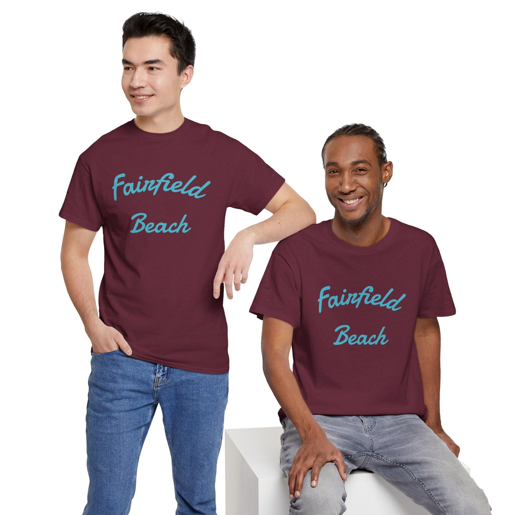 Fairfield Beach Unisex Heavy Cotton Tee, Comfortable Casual T-Shirt, Summer Vibe Shirt, Gifts for Beach Lovers, Relaxed Fit Tee - Etna Gift