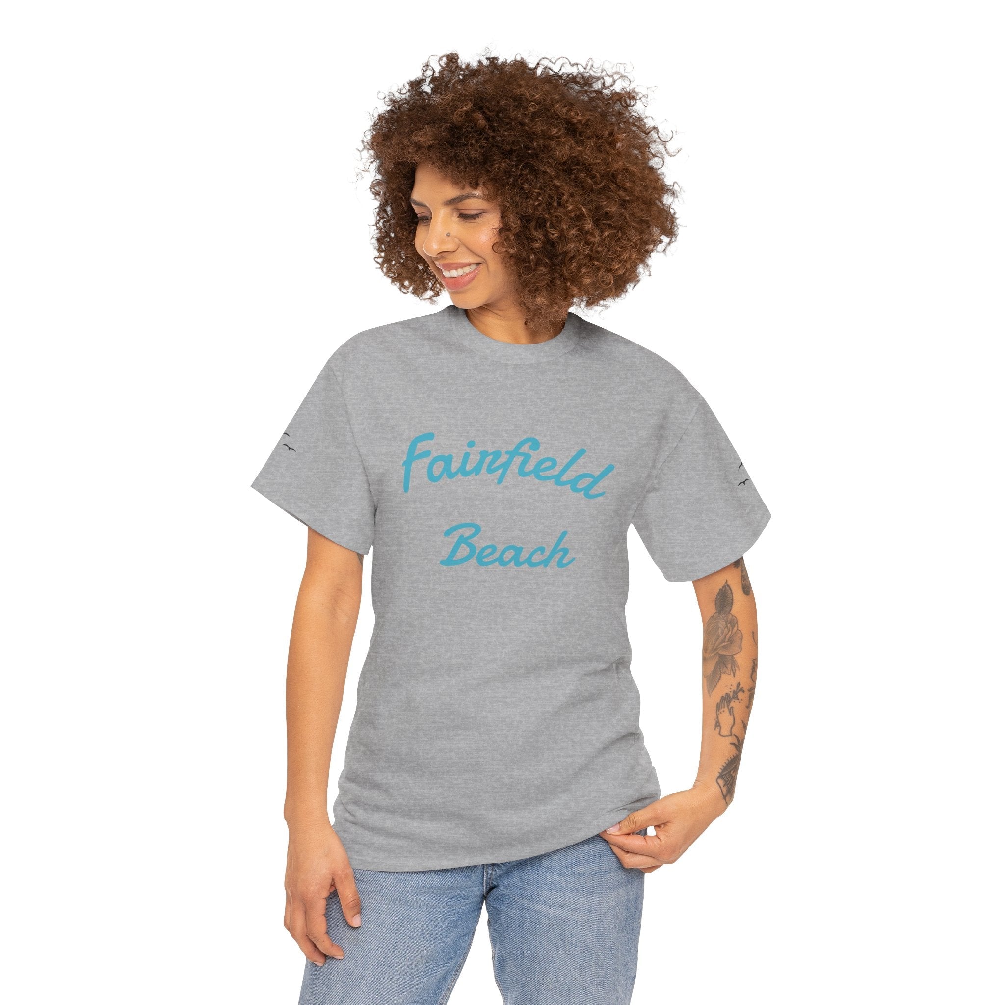 Fairfield Beach Unisex Heavy Cotton Tee, Comfortable Casual T-Shirt, Summer Vibe Shirt, Gifts for Beach Lovers, Relaxed Fit Tee - Etna Gift