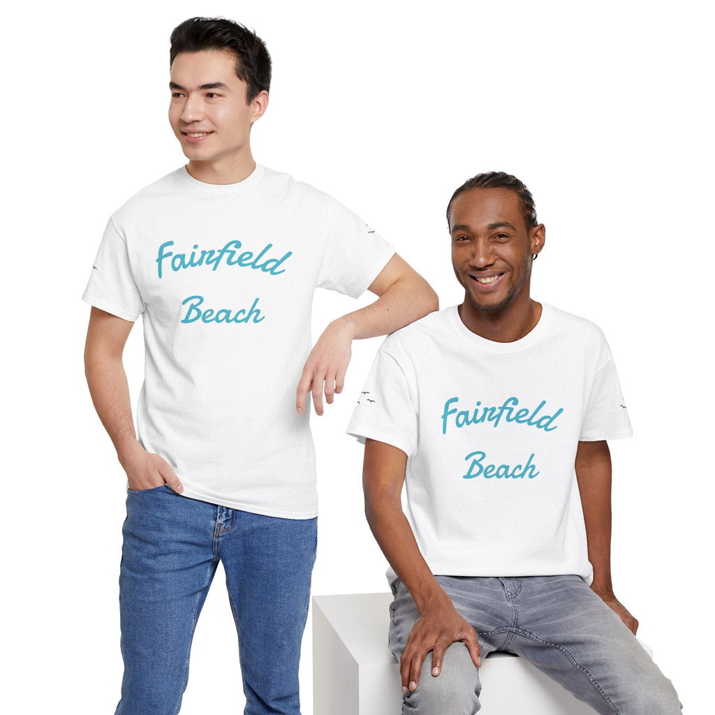 Fairfield Beach Unisex Heavy Cotton Tee, Comfortable Casual T-Shirt, Summer Vibe Shirt, Gifts for Beach Lovers, Relaxed Fit Tee - Etna Gift