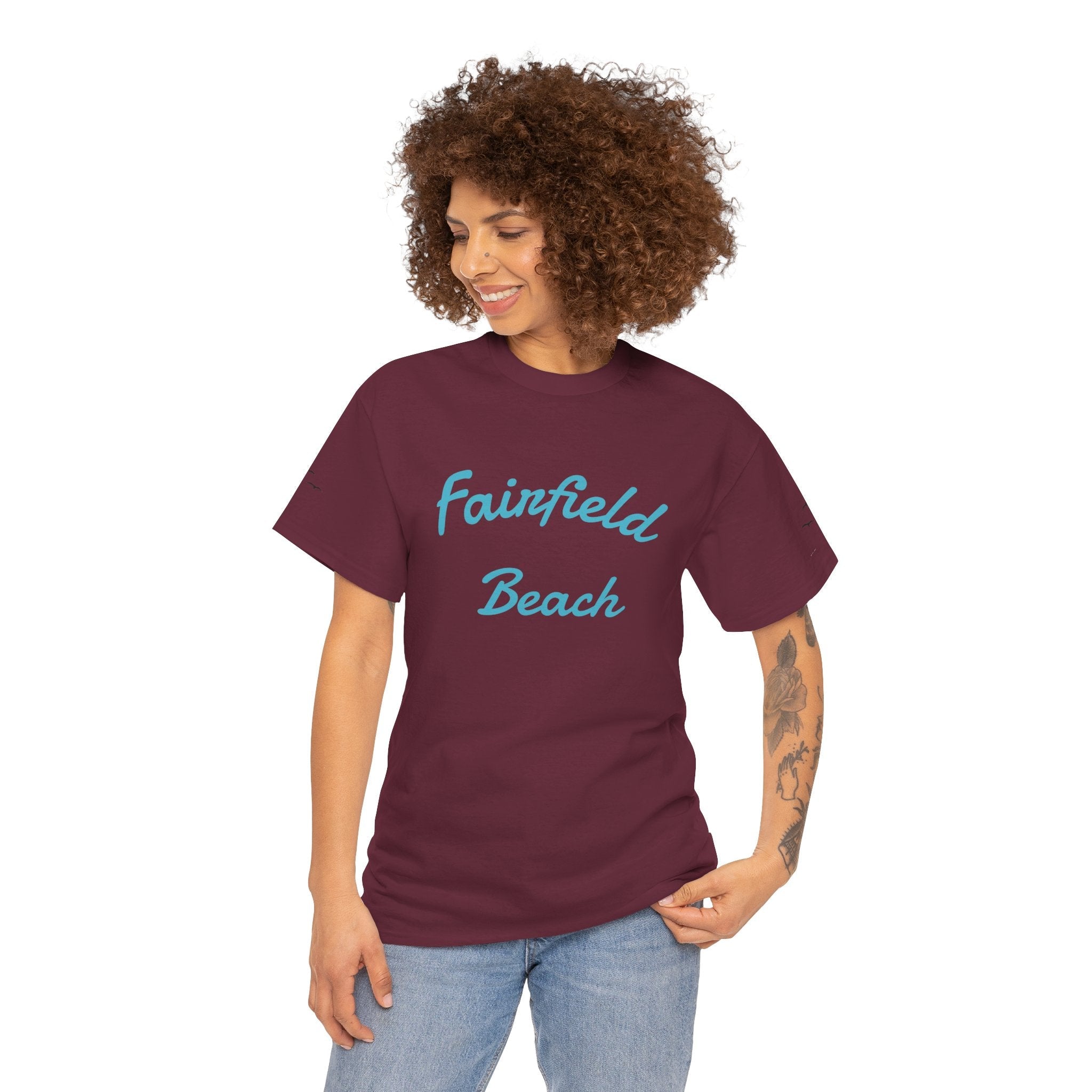 Fairfield Beach Unisex Heavy Cotton Tee, Comfortable Casual T-Shirt, Summer Vibe Shirt, Gifts for Beach Lovers, Relaxed Fit Tee - Etna Gift