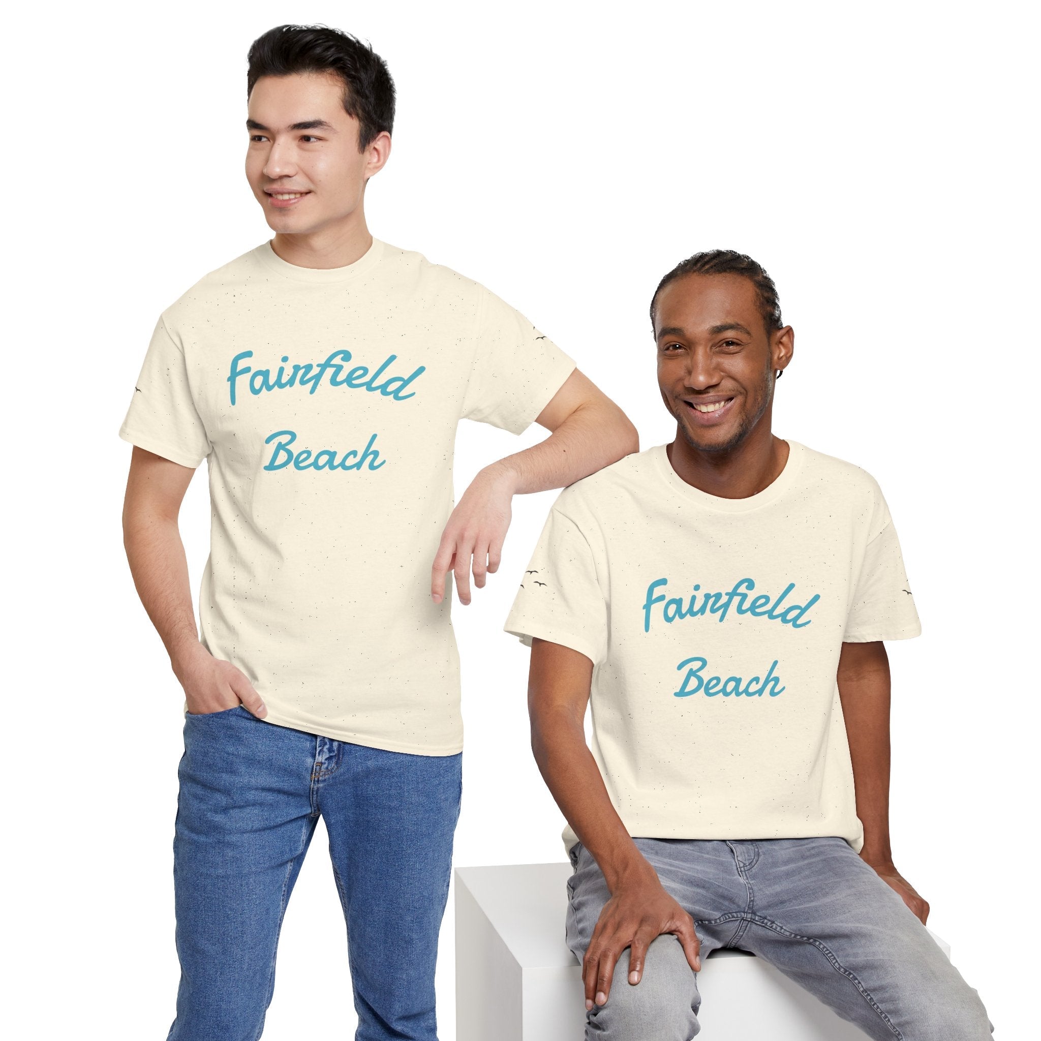 Fairfield Beach Unisex Heavy Cotton Tee, Comfortable Casual T-Shirt, Summer Vibe Shirt, Gifts for Beach Lovers, Relaxed Fit Tee - Etna Gift