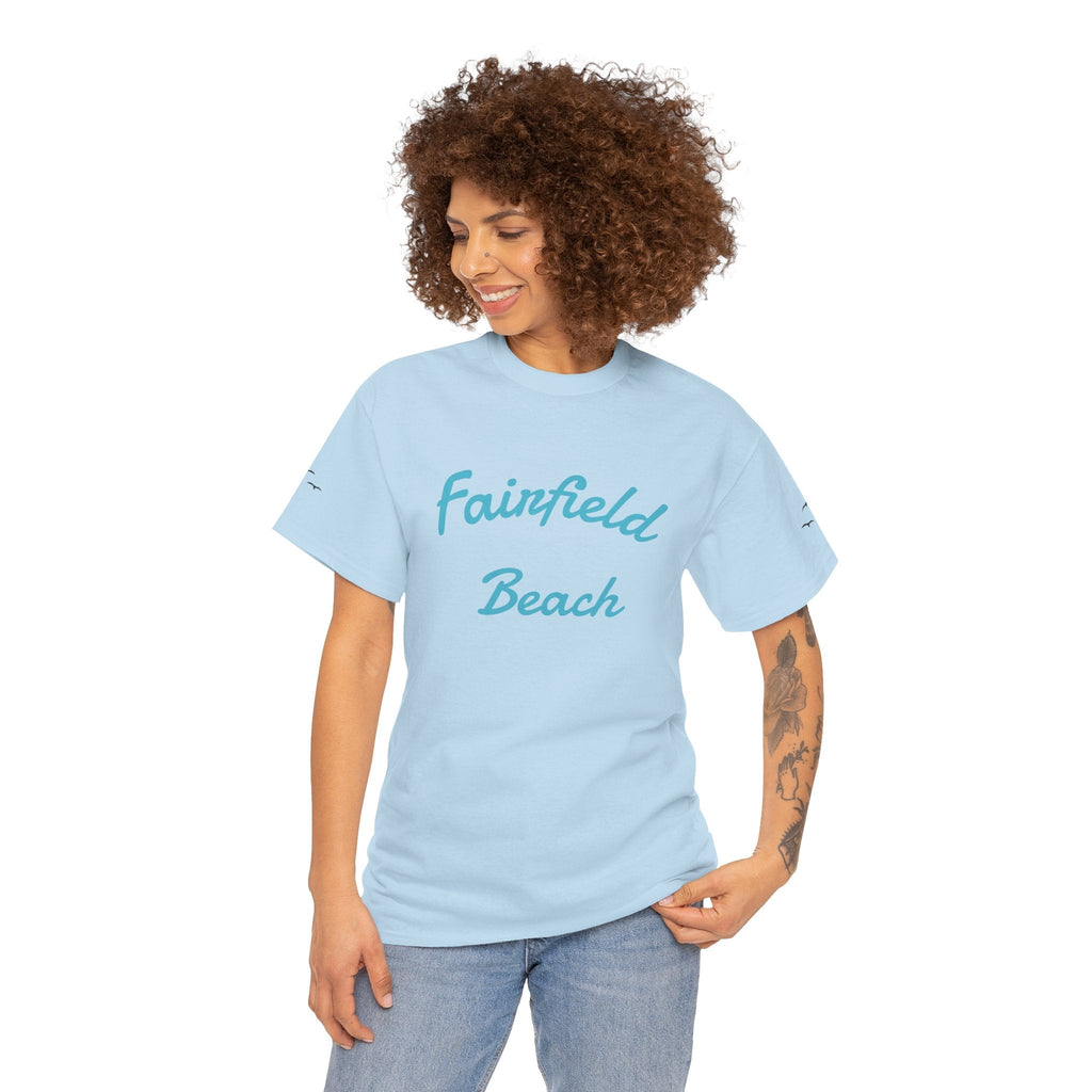 Fairfield Beach Unisex Heavy Cotton Tee, Comfortable Casual T-Shirt, Summer Vibe Shirt, Gifts for Beach Lovers, Relaxed Fit Tee - Etna Gift