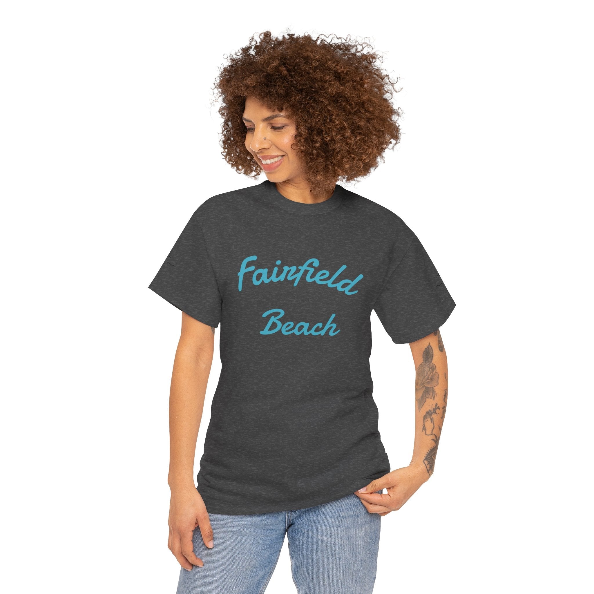 Fairfield Beach Unisex Heavy Cotton Tee, Comfortable Casual T-Shirt, Summer Vibe Shirt, Gifts for Beach Lovers, Relaxed Fit Tee - Etna Gift