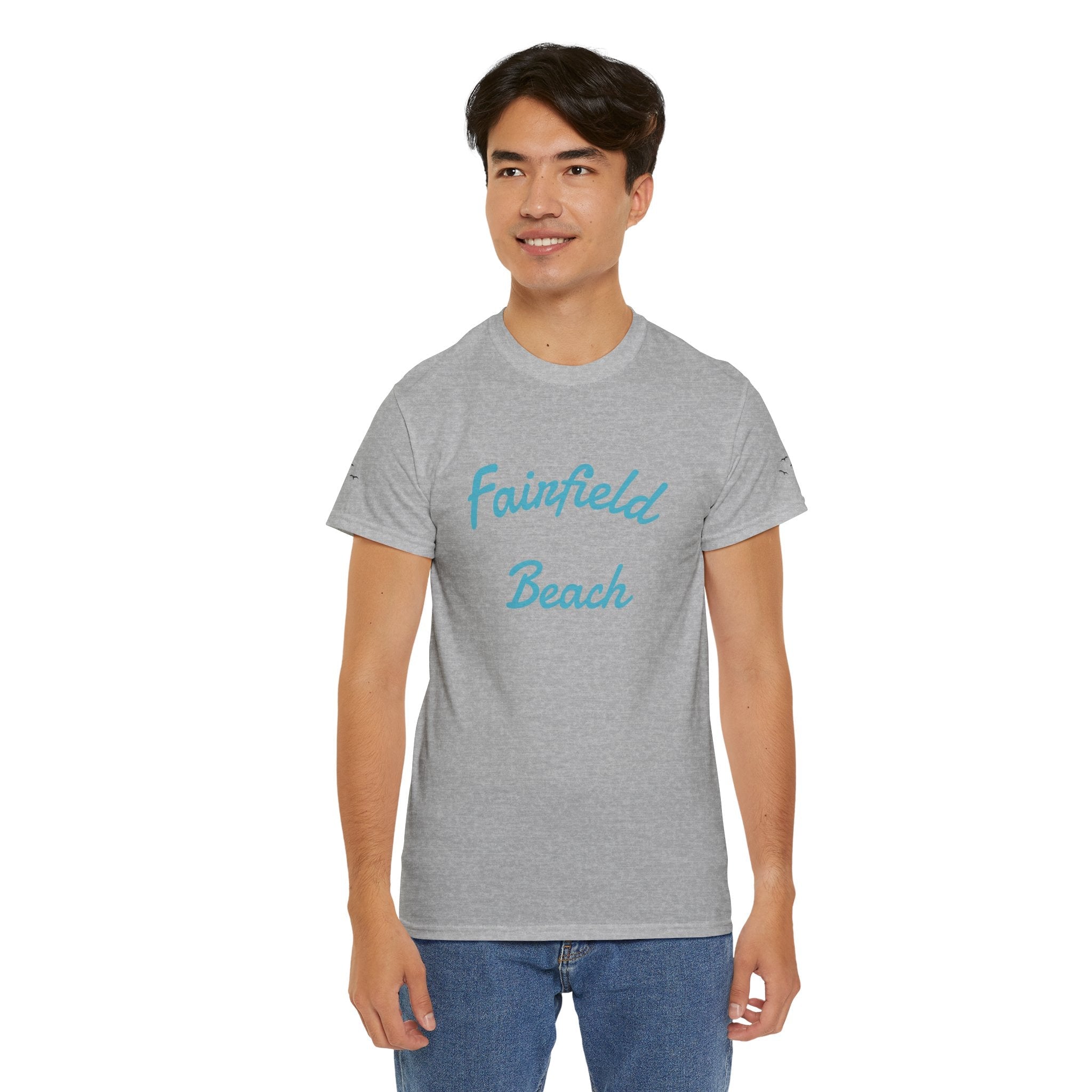Fairfield Beach Unisex Heavy Cotton Tee, Comfortable Casual T-Shirt, Summer Vibe Shirt, Gifts for Beach Lovers, Relaxed Fit Tee - Etna Gift