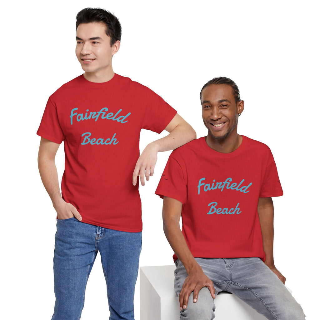 Fairfield Beach Unisex Heavy Cotton Tee, Comfortable Casual T-Shirt, Summer Vibe Shirt, Gifts for Beach Lovers, Relaxed Fit Tee - Etna Gift