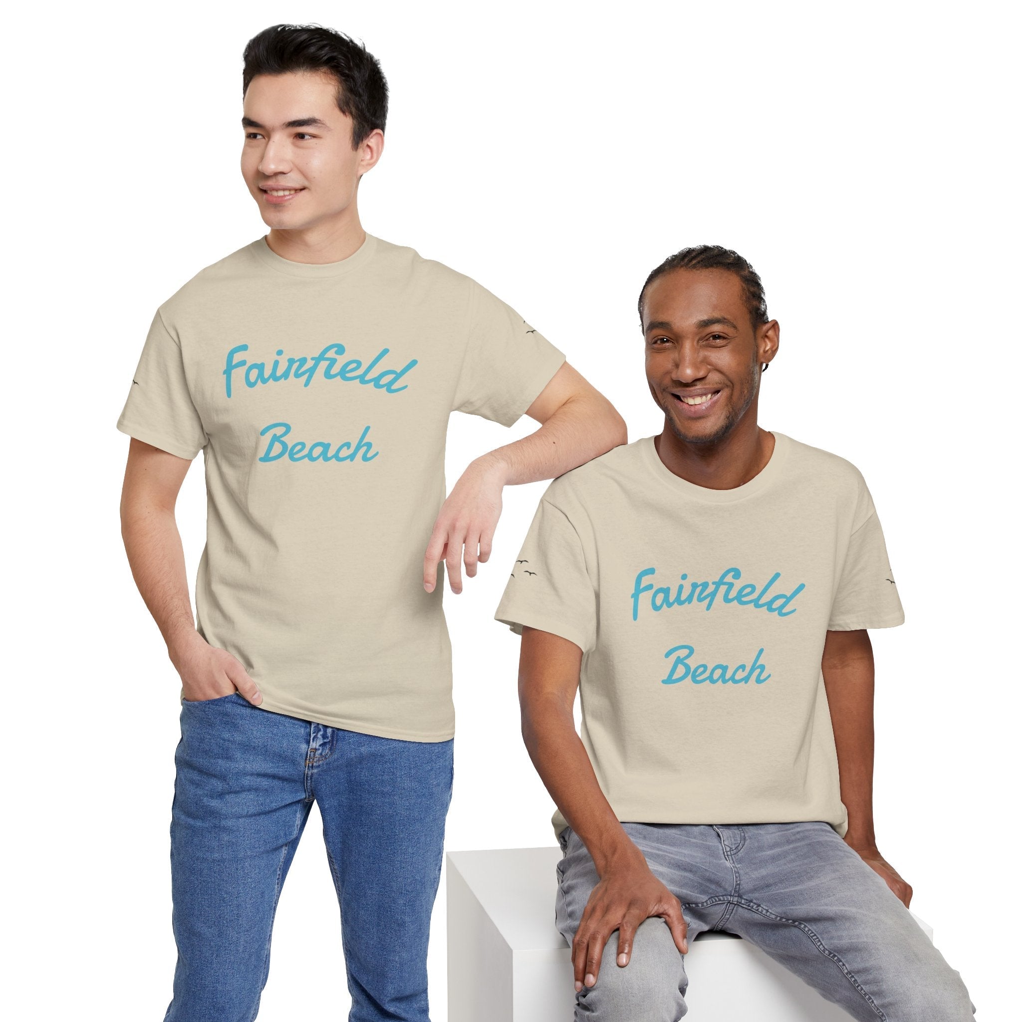 Fairfield Beach Unisex Heavy Cotton Tee, Comfortable Casual T-Shirt, Summer Vibe Shirt, Gifts for Beach Lovers, Relaxed Fit Tee - Etna Gift