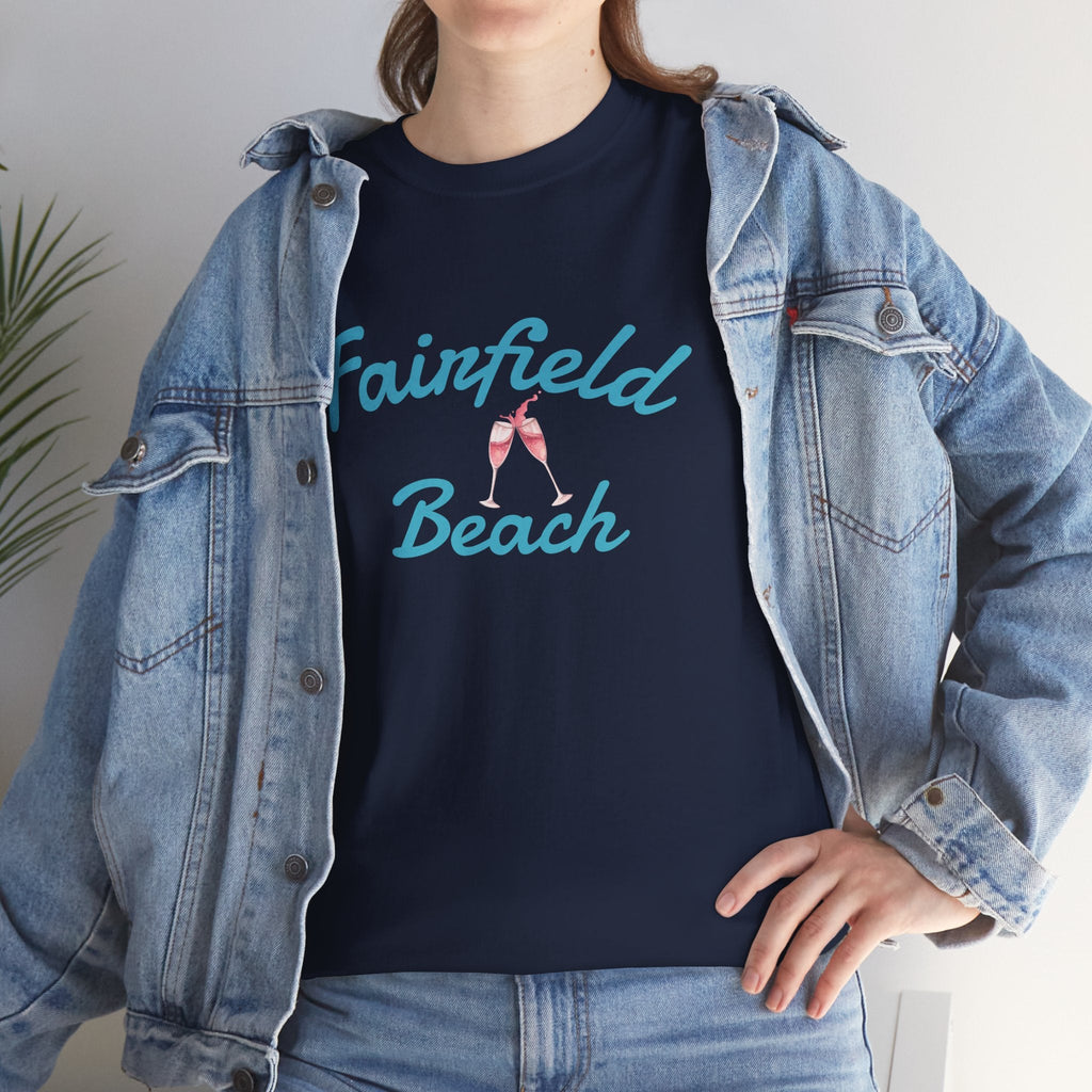 Fairfield Beach Unisex Heavy Cotton Tee, Comfortable Casual T-Shirt, Summer Vibe Shirt, Gifts for Beach Lovers, Relaxed Fit Tee - Etna Gift
