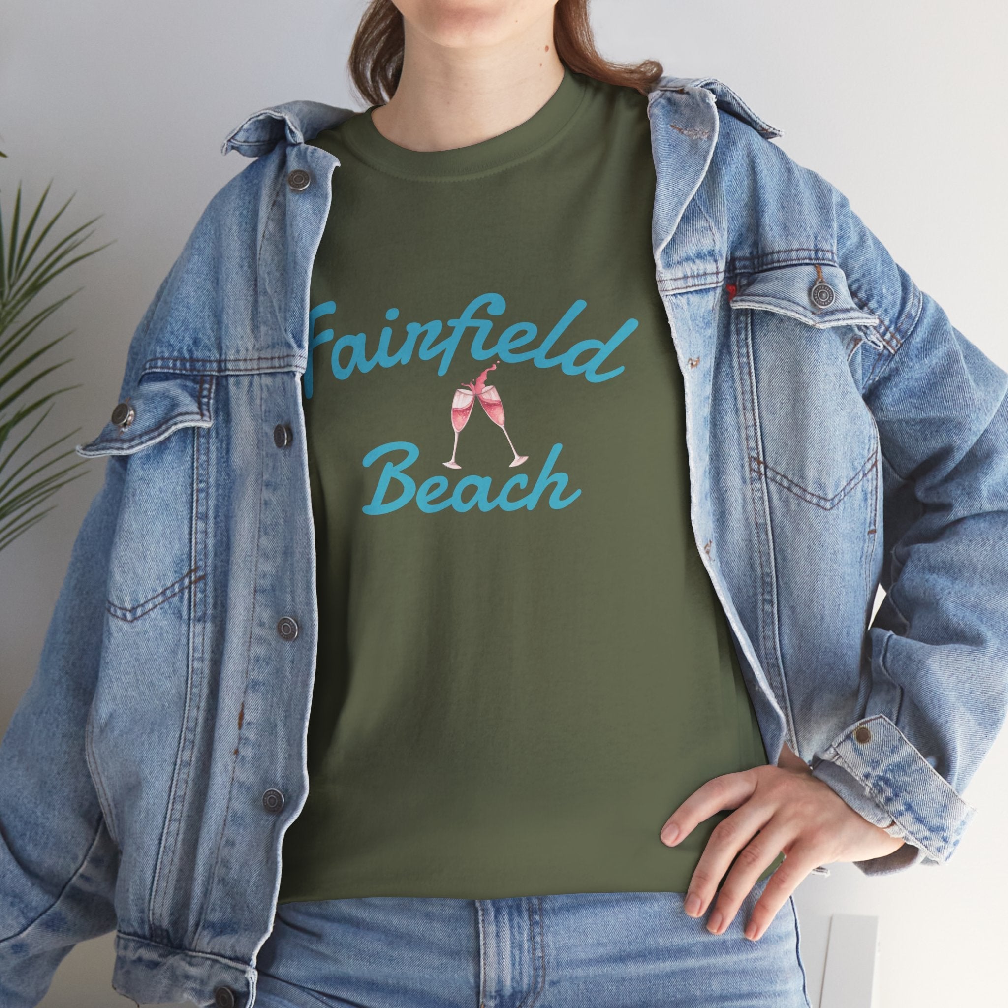 Fairfield Beach Unisex Heavy Cotton Tee, Comfortable Casual T-Shirt, Summer Vibe Shirt, Gifts for Beach Lovers, Relaxed Fit Tee - Etna Gift
