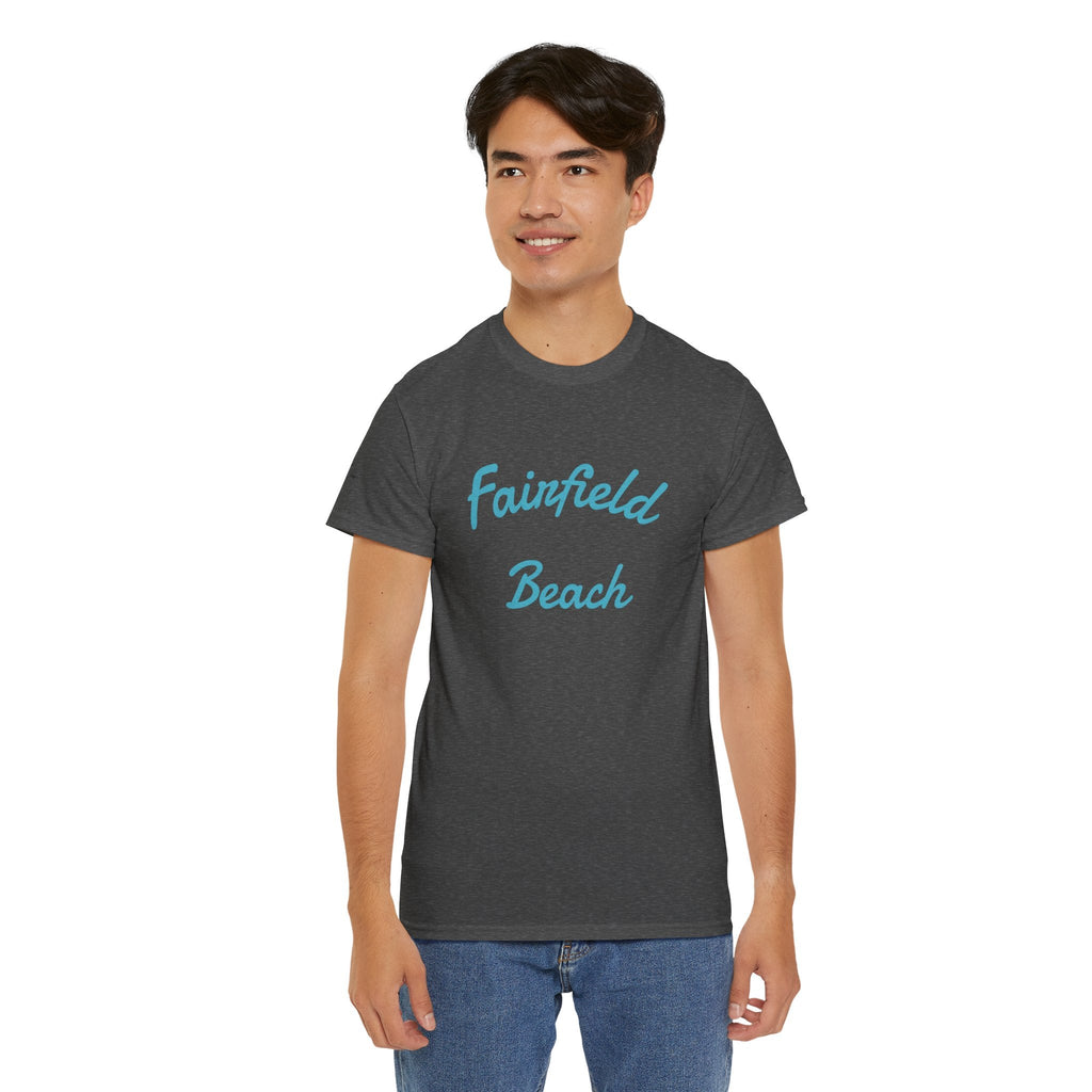Fairfield Beach Unisex Heavy Cotton Tee, Comfortable Casual T-Shirt, Summer Vibe Shirt, Gifts for Beach Lovers, Relaxed Fit Tee - Etna Gift