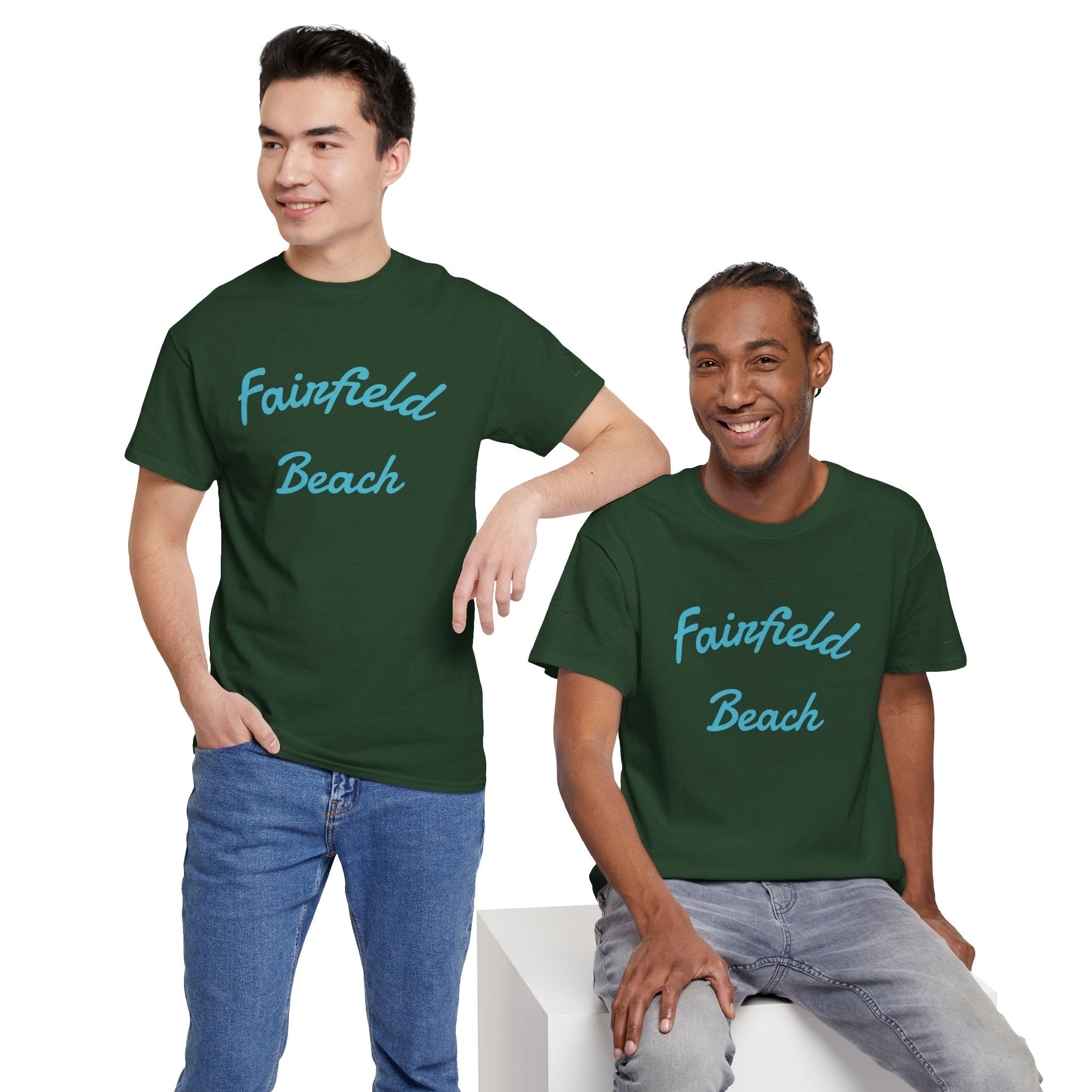 Fairfield Beach Unisex Heavy Cotton Tee, Comfortable Casual T-Shirt, Summer Vibe Shirt, Gifts for Beach Lovers, Relaxed Fit Tee - Etna Gift
