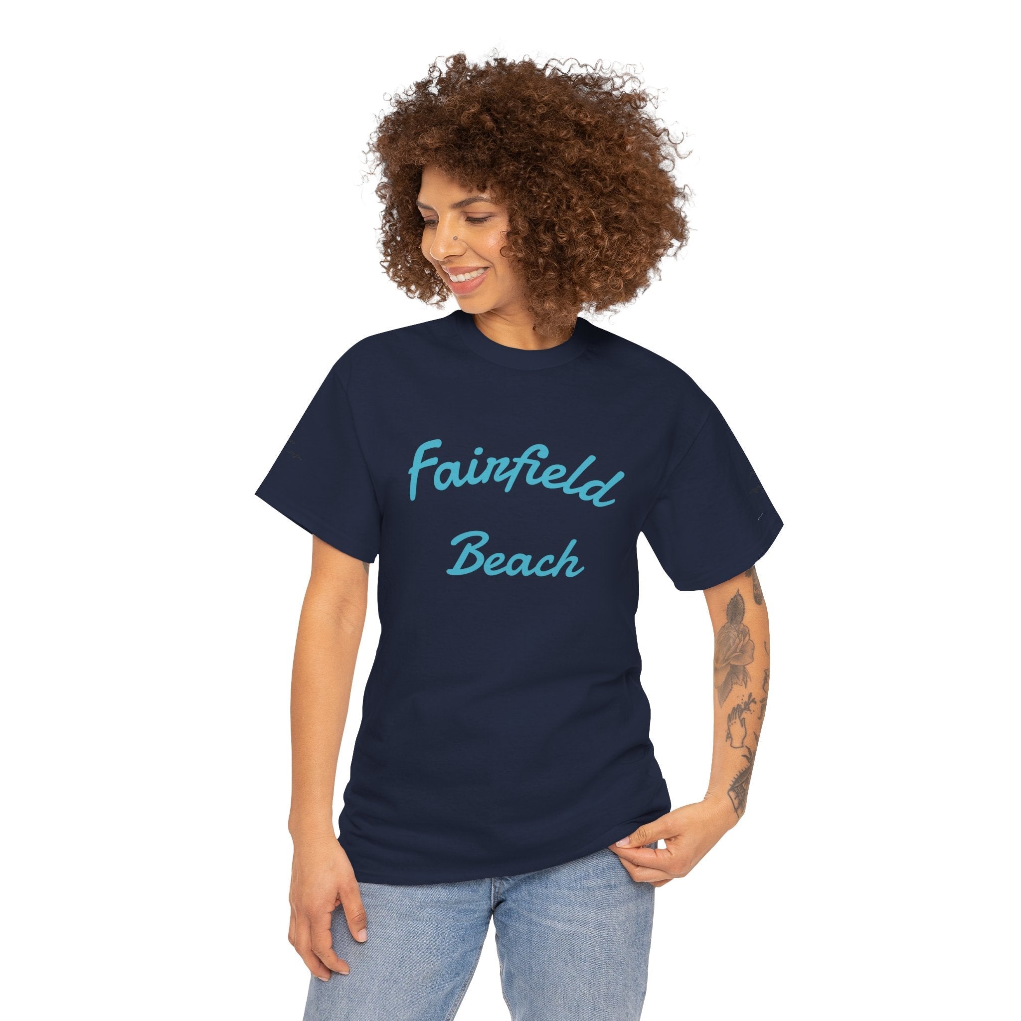 Fairfield Beach Unisex Heavy Cotton Tee, Comfortable Casual T-Shirt, Summer Vibe Shirt, Gifts for Beach Lovers, Relaxed Fit Tee - Etna Gift