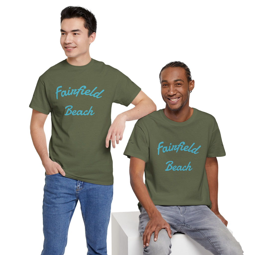 Fairfield Beach Unisex Heavy Cotton Tee, Comfortable Casual T-Shirt, Summer Vibe Shirt, Gifts for Beach Lovers, Relaxed Fit Tee - Etna Gift