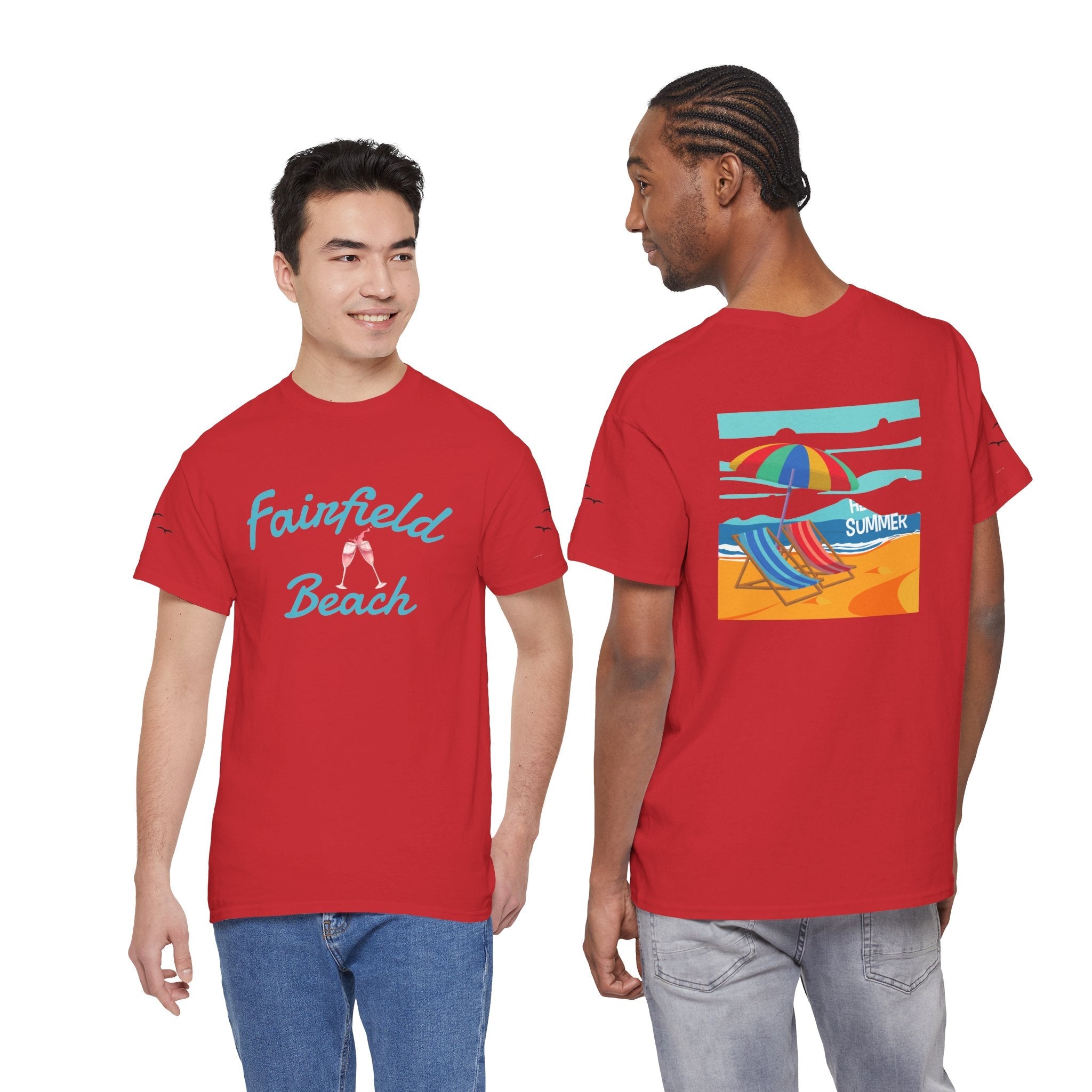 Fairfield Beach Unisex Heavy Cotton Tee, Comfortable Casual T-Shirt, Summer Vibe Shirt, Gifts for Beach Lovers, Relaxed Fit Tee - Etna Gift