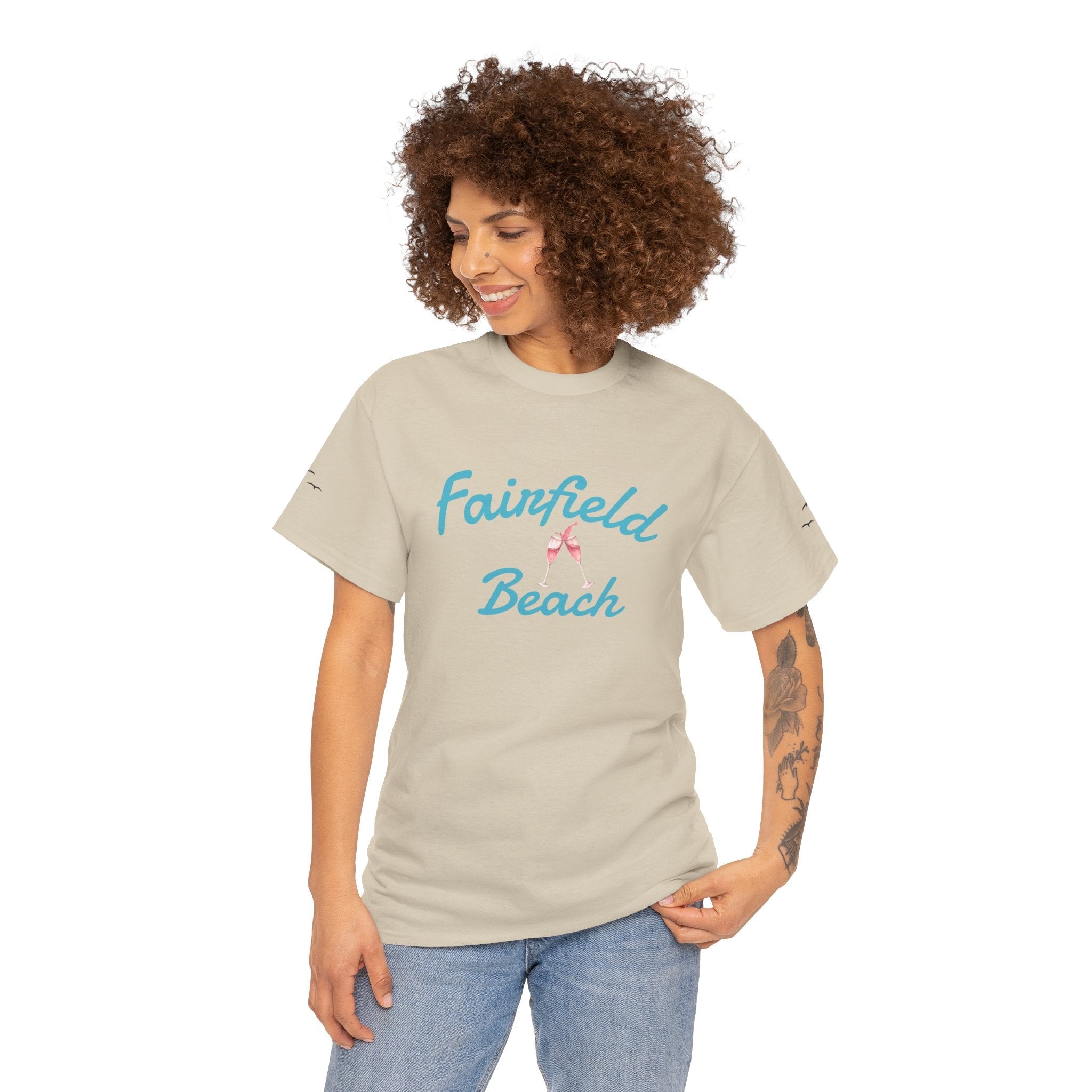 Fairfield Beach Unisex Heavy Cotton Tee, Comfortable Casual T-Shirt, Summer Vibe Shirt, Gifts for Beach Lovers, Relaxed Fit Tee - Etna Gift