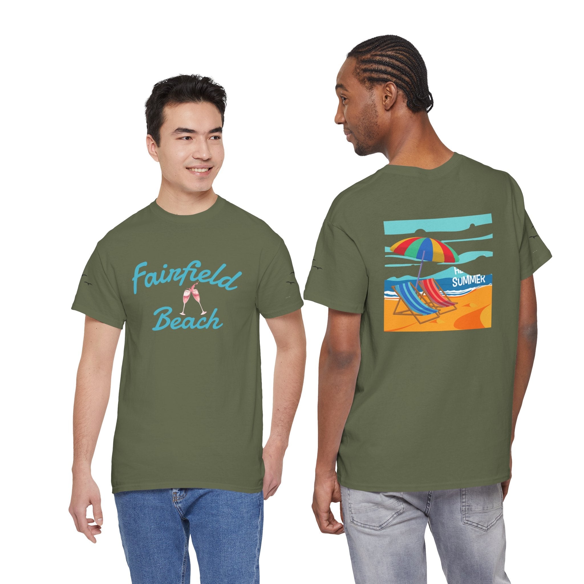Fairfield Beach Unisex Heavy Cotton Tee, Comfortable Casual T-Shirt, Summer Vibe Shirt, Gifts for Beach Lovers, Relaxed Fit Tee - Etna Gift