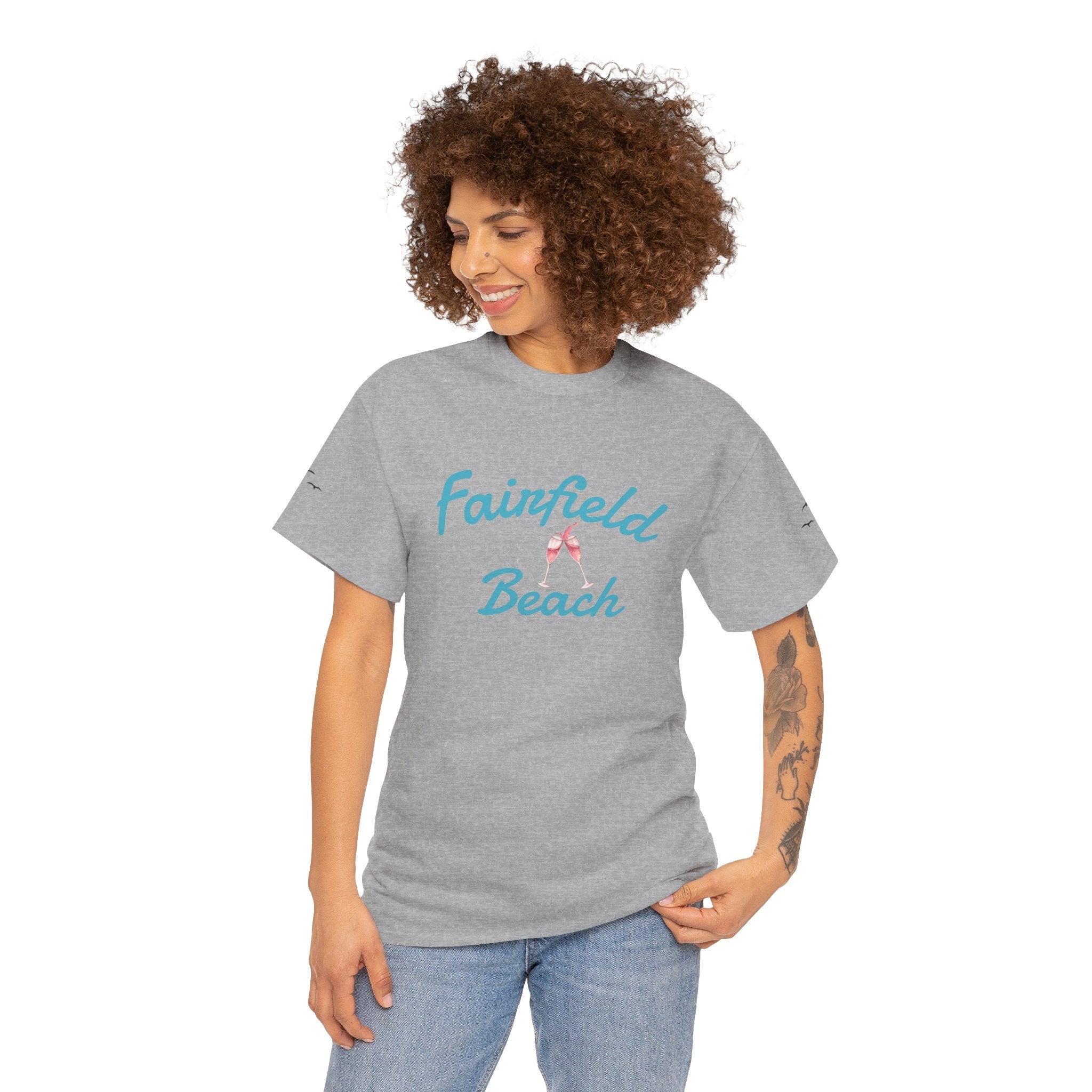 Fairfield Beach Unisex Heavy Cotton Tee, Comfortable Casual T-Shirt, Summer Vibe Shirt, Gifts for Beach Lovers, Relaxed Fit Tee - Etna Gift