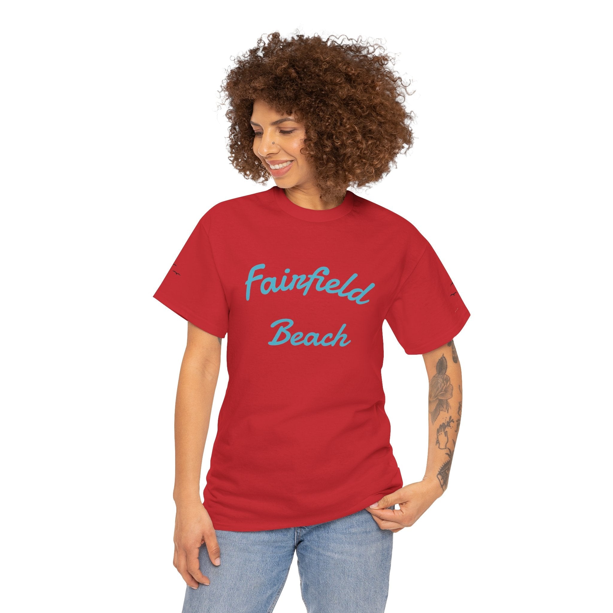 Fairfield Beach Unisex Heavy Cotton Tee, Comfortable Casual T-Shirt, Summer Vibe Shirt, Gifts for Beach Lovers, Relaxed Fit Tee - Etna Gift