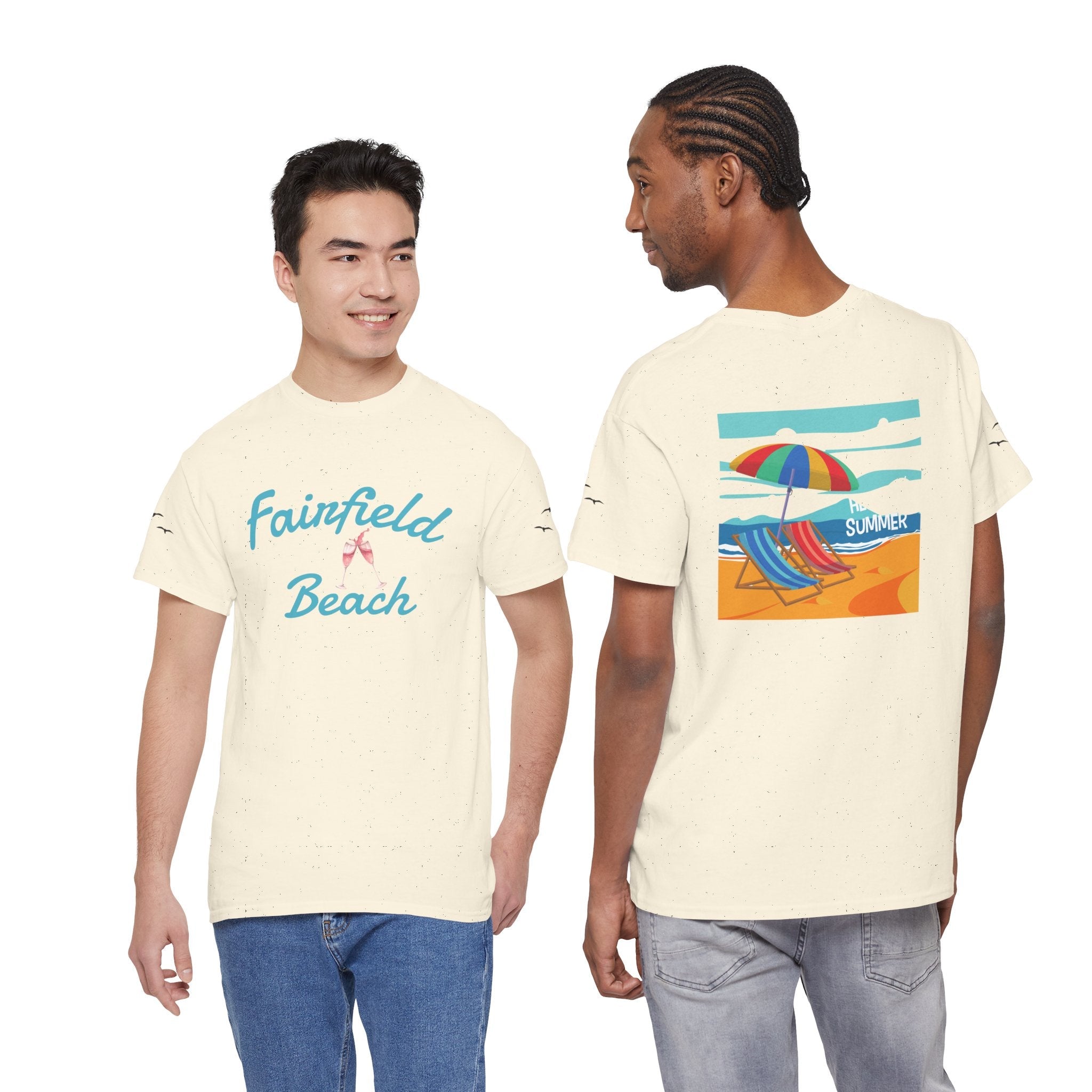 Fairfield Beach Unisex Heavy Cotton Tee, Comfortable Casual T-Shirt, Summer Vibe Shirt, Gifts for Beach Lovers, Relaxed Fit Tee - Etna Gift