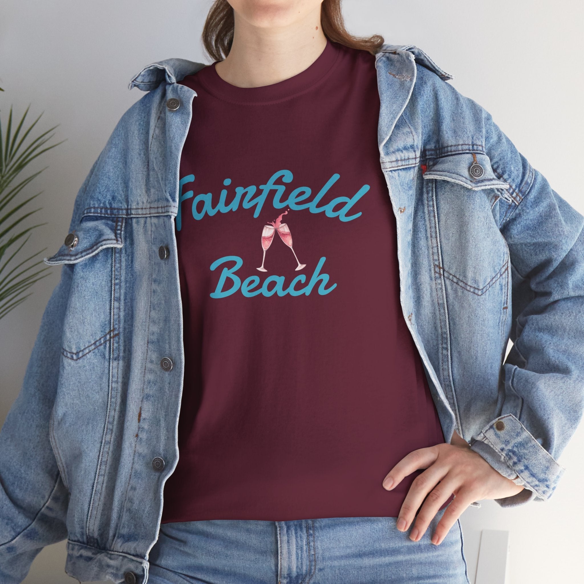 Fairfield Beach Unisex Heavy Cotton Tee, Comfortable Casual T-Shirt, Summer Vibe Shirt, Gifts for Beach Lovers, Relaxed Fit Tee - Etna Gift