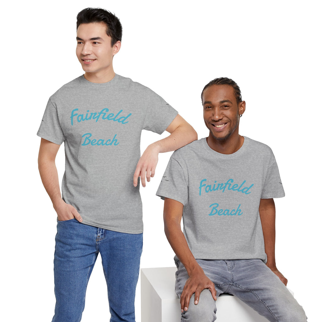 Fairfield Beach Unisex Heavy Cotton Tee, Comfortable Casual T-Shirt, Summer Vibe Shirt, Gifts for Beach Lovers, Relaxed Fit Tee - Etna Gift