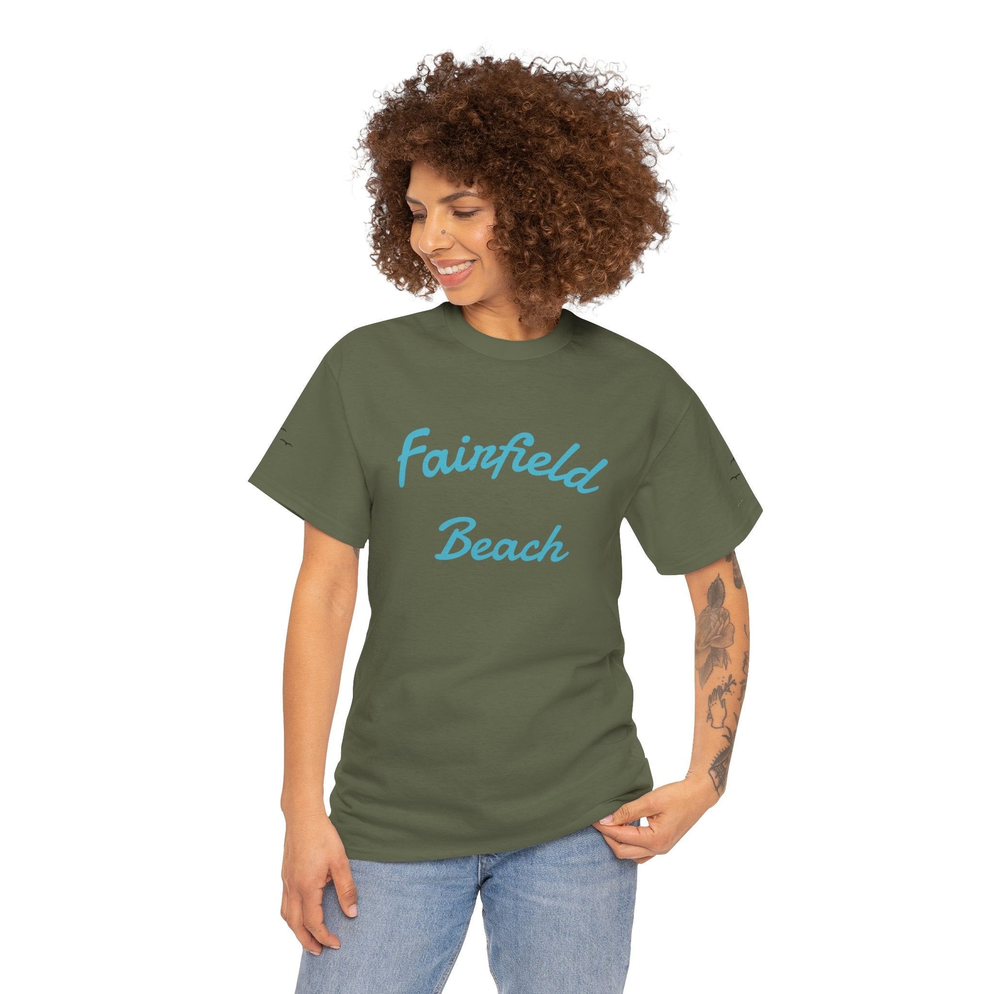 Fairfield Beach Unisex Heavy Cotton Tee, Comfortable Casual T-Shirt, Summer Vibe Shirt, Gifts for Beach Lovers, Relaxed Fit Tee - Etna Gift