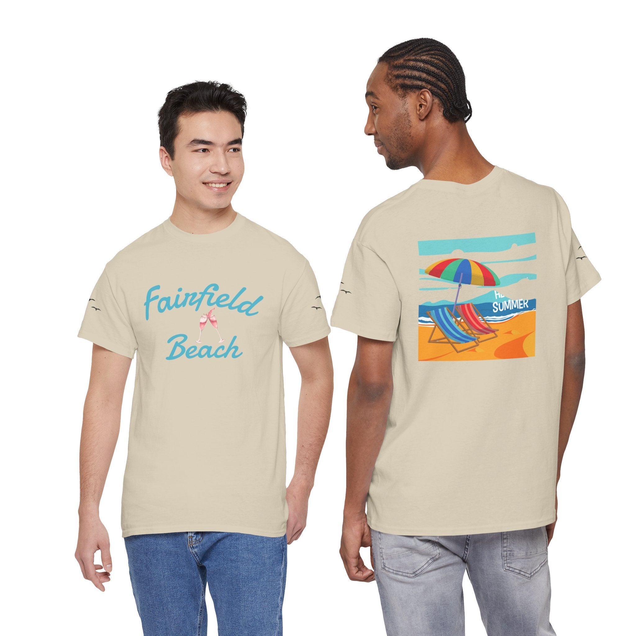 Fairfield Beach Unisex Heavy Cotton Tee, Comfortable Casual T-Shirt, Summer Vibe Shirt, Gifts for Beach Lovers, Relaxed Fit Tee - Etna Gift