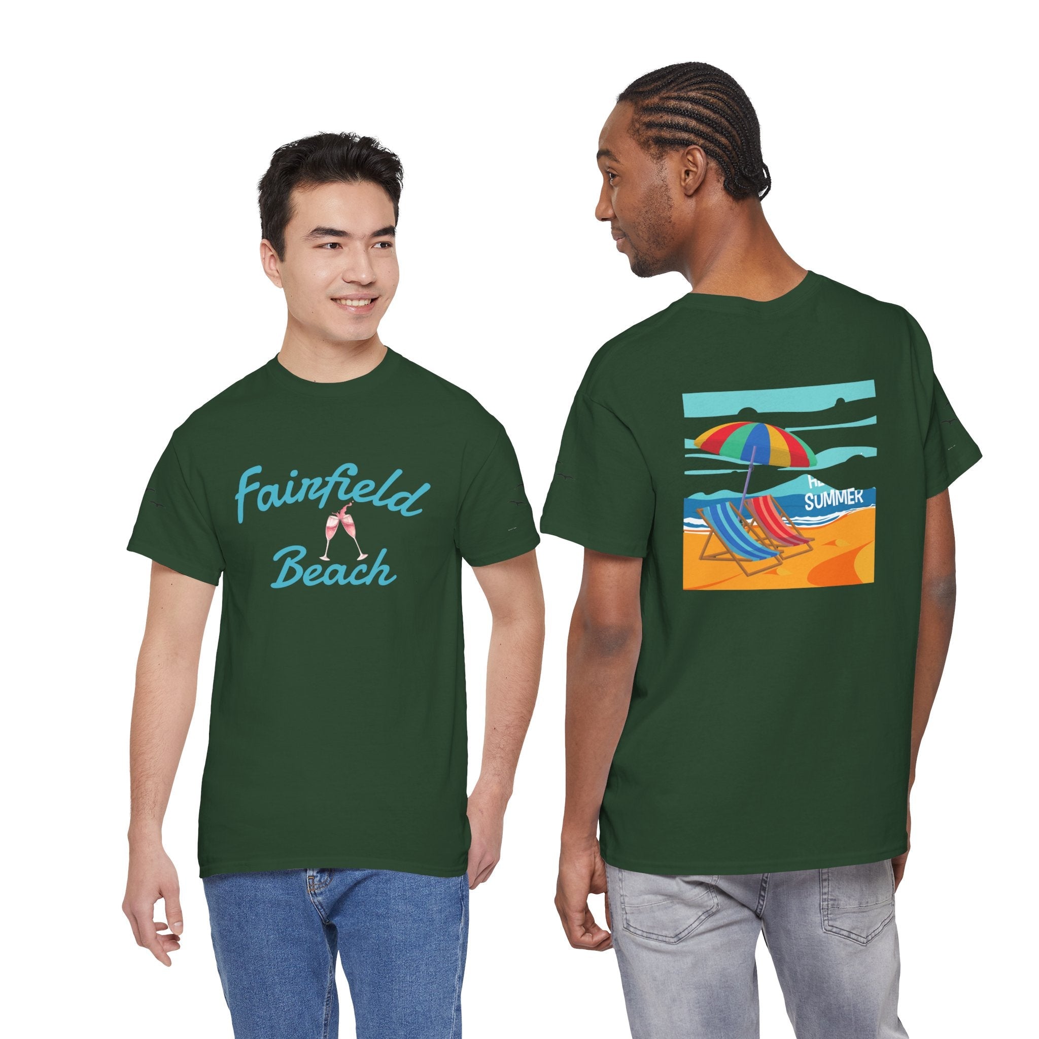 Fairfield Beach Unisex Heavy Cotton Tee, Comfortable Casual T-Shirt, Summer Vibe Shirt, Gifts for Beach Lovers, Relaxed Fit Tee - Etna Gift