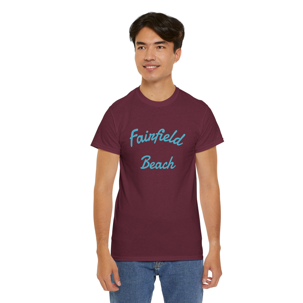 Fairfield Beach Unisex Heavy Cotton Tee, Comfortable Casual T-Shirt, Summer Vibe Shirt, Gifts for Beach Lovers, Relaxed Fit Tee - Etna Gift