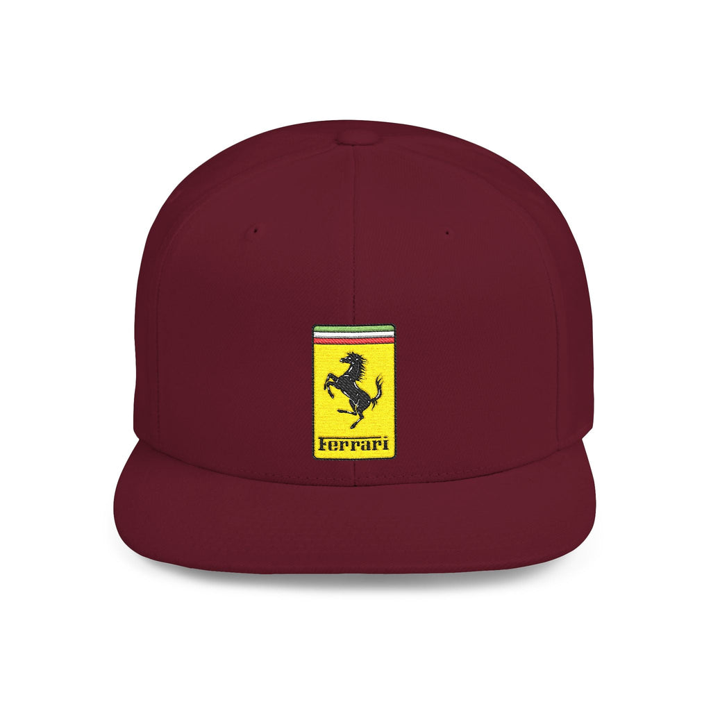 Ferrari Prancing Horse Flat Bill Snapback Cap - Etna Gift
