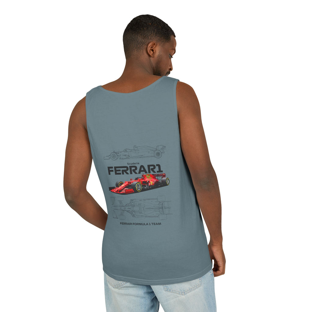 Ferrari Racing Tank Top – Vintage F1 Blueprint Graphic - Etna Gift