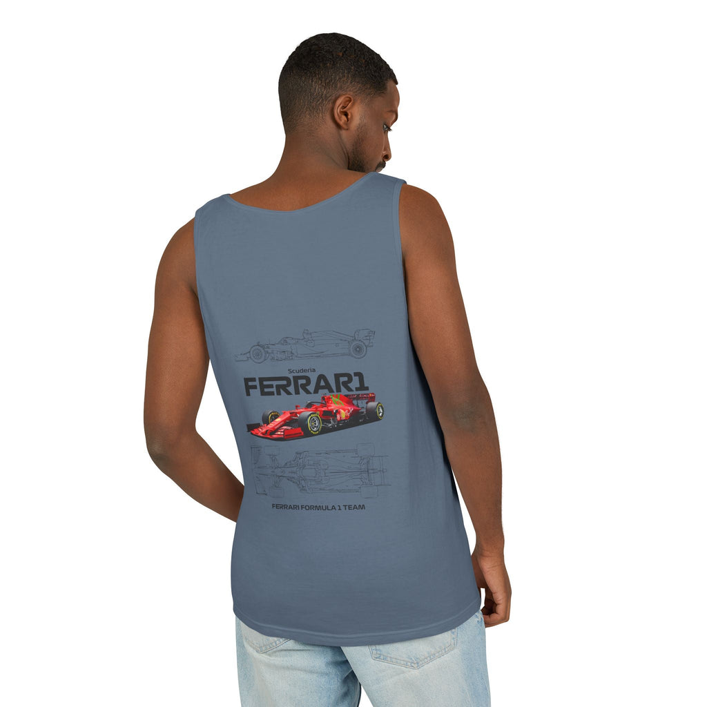 Ferrari Racing Tank Top – Vintage F1 Blueprint Graphic - Etna Gift