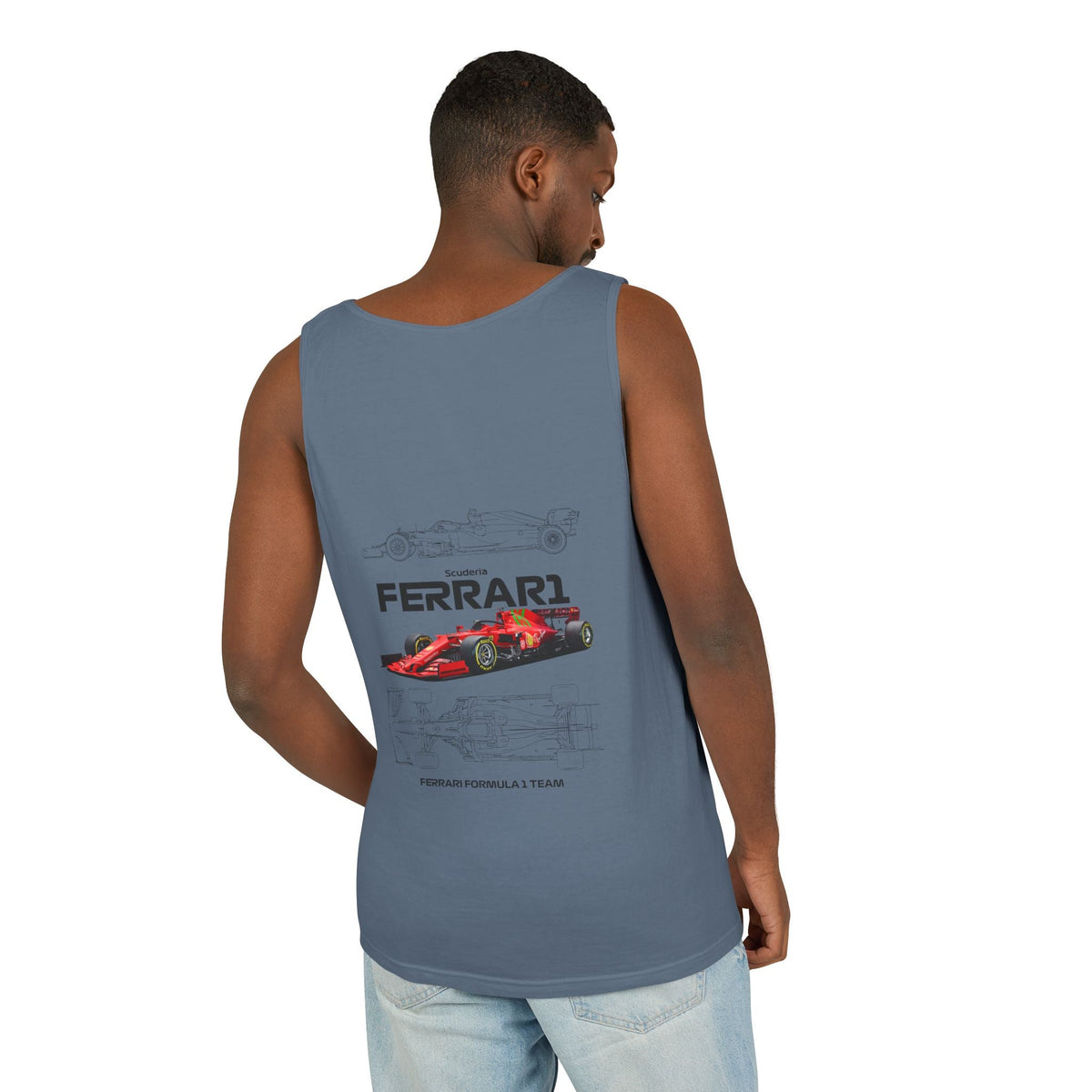 Ferrari Racing Tank Top – Vintage F1 Blueprint Graphic - Etna Gift