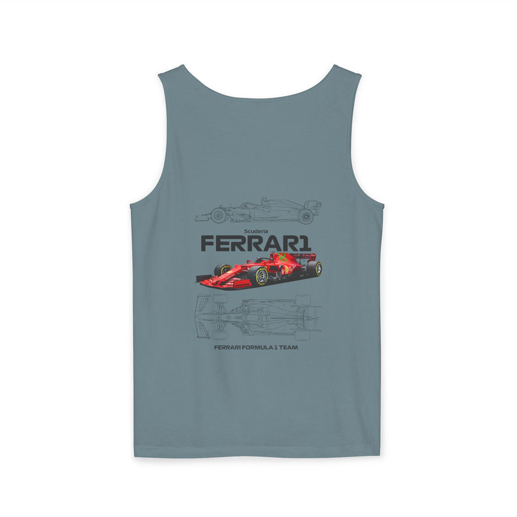Ferrari Racing Tank Top – Vintage F1 Blueprint Graphic - Etna Gift