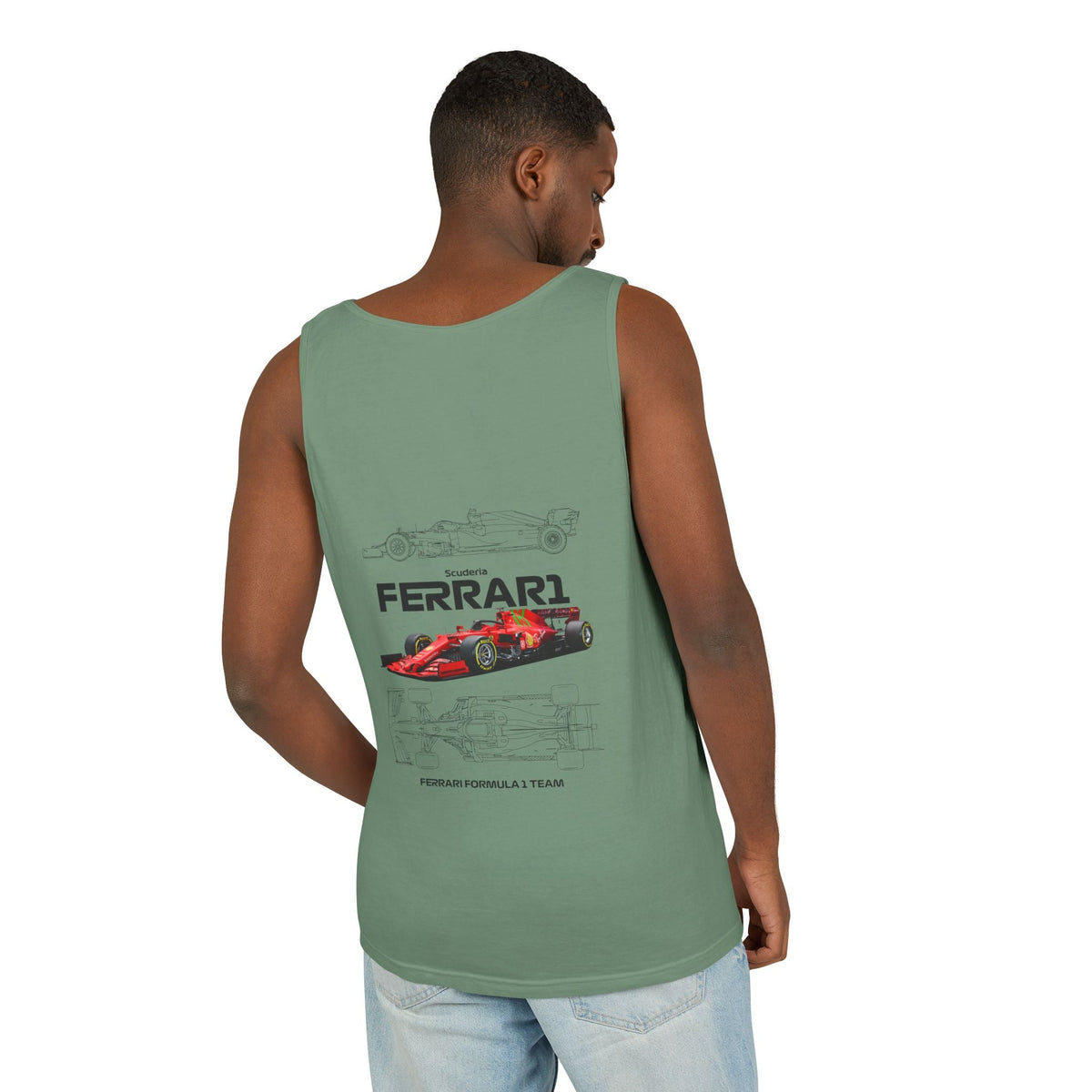 Ferrari Racing Tank Top – Vintage F1 Blueprint Graphic - Etna Gift
