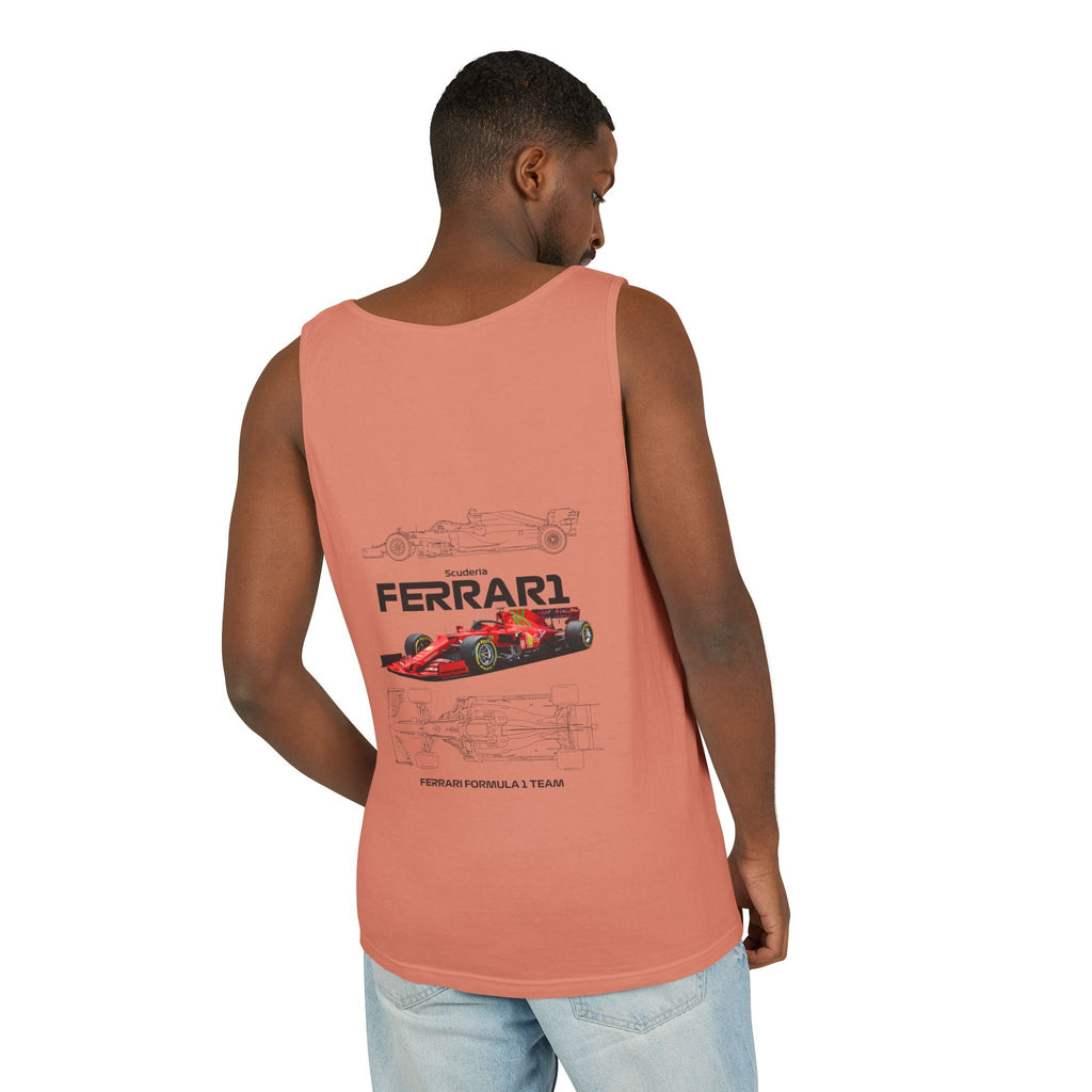 Ferrari Racing Tank Top – Vintage F1 Blueprint Graphic - Etna Gift