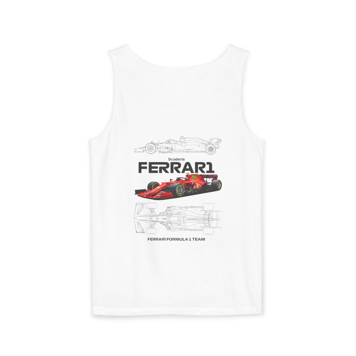Ferrari Racing Tank Top – Vintage F1 Blueprint Graphic - Etna Gift