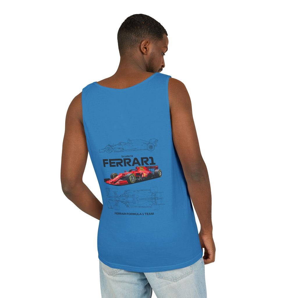 Ferrari Racing Tank Top – Vintage F1 Blueprint Graphic - Etna Gift