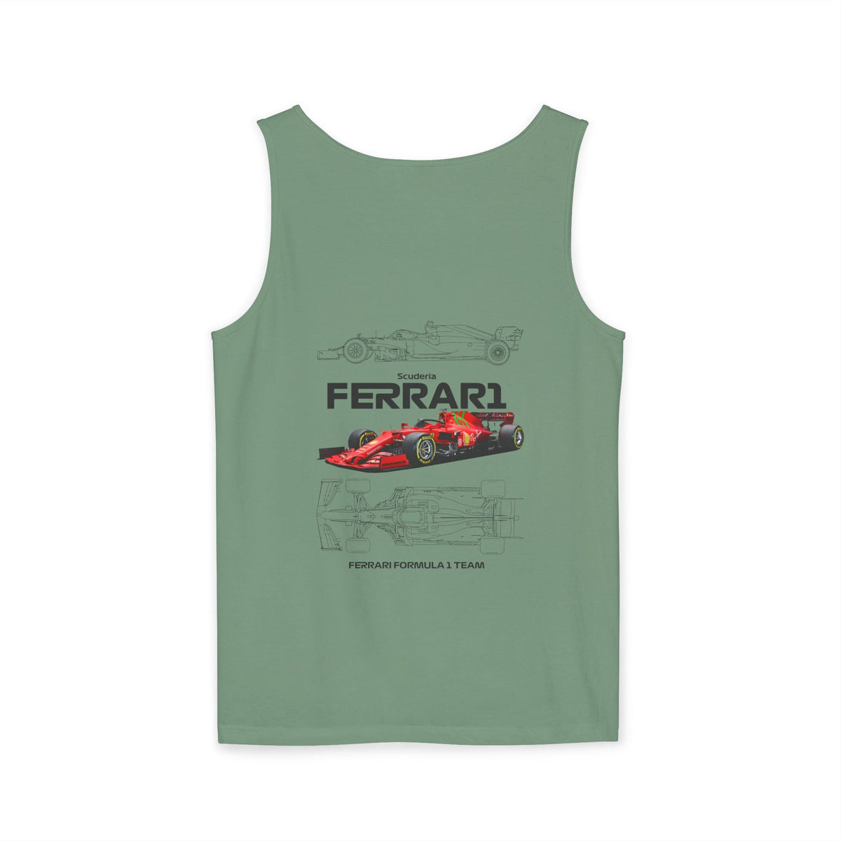 Ferrari Racing Tank Top – Vintage F1 Blueprint Graphic - Etna Gift