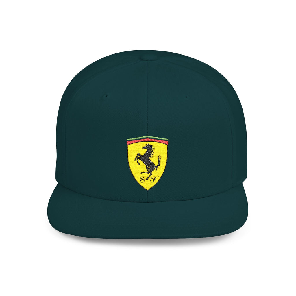 Ferrari-Style Prancing Horse Flat Bill Snapback Hat - Etna Gift