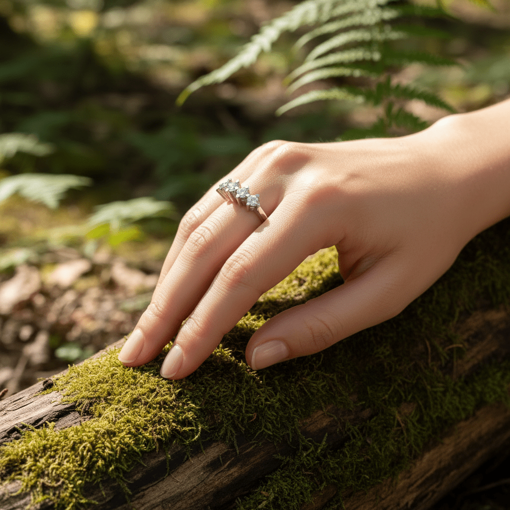 Five stone wedding band 925 sterling silver Women's wedding band - Etna Gift
