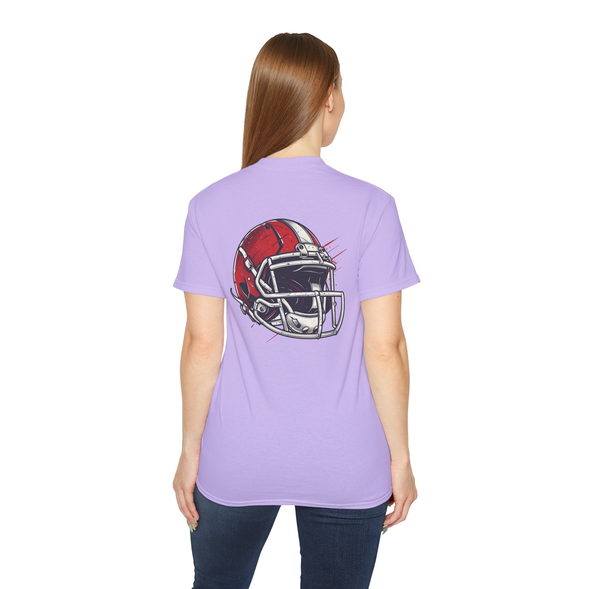 Football Helmet & Ball Graphic Tee Vintage Red Helmet Short - Sleeve Shirt - Etna Gift
