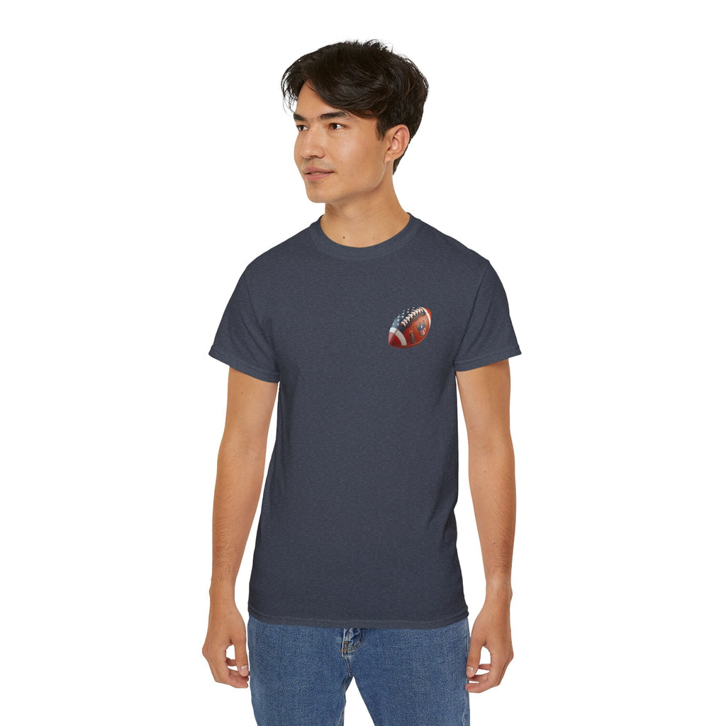 Football Helmet & Ball Graphic Tee Vintage Red Helmet Short - Sleeve Shirt - Etna Gift
