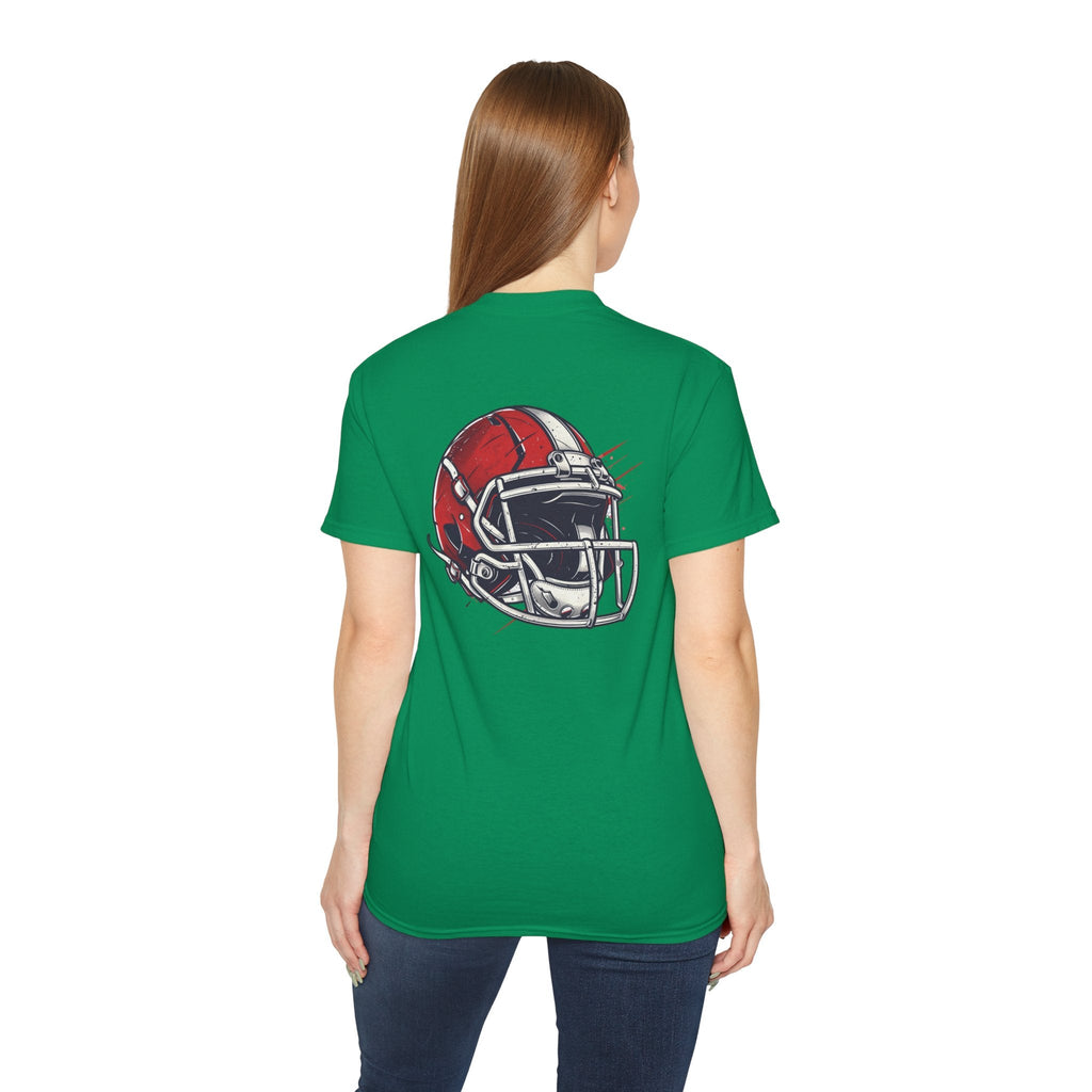 Football Helmet & Ball Graphic Tee Vintage Red Helmet Short - Sleeve Shirt - Etna Gift