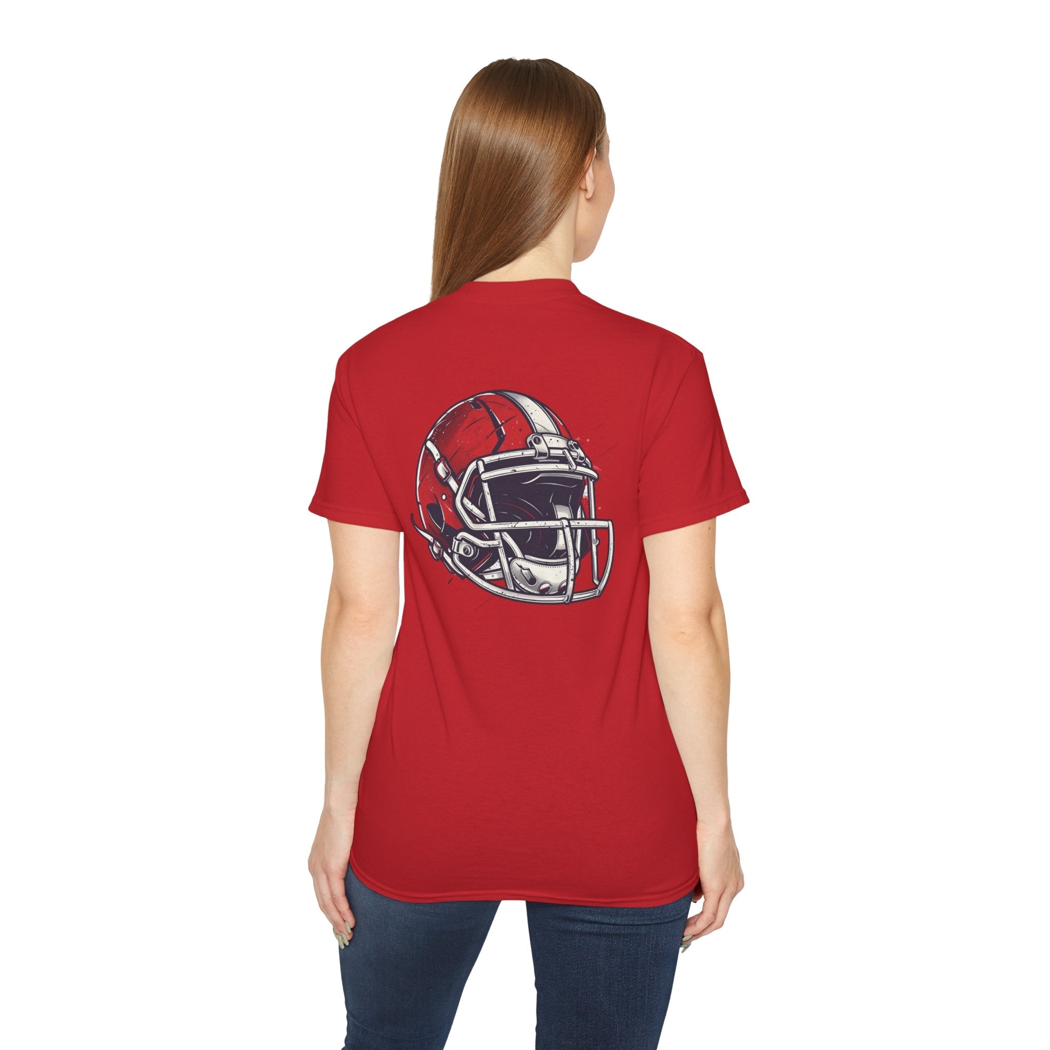 Football Helmet & Ball Graphic Tee Vintage Red Helmet Short - Sleeve Shirt - Etna Gift
